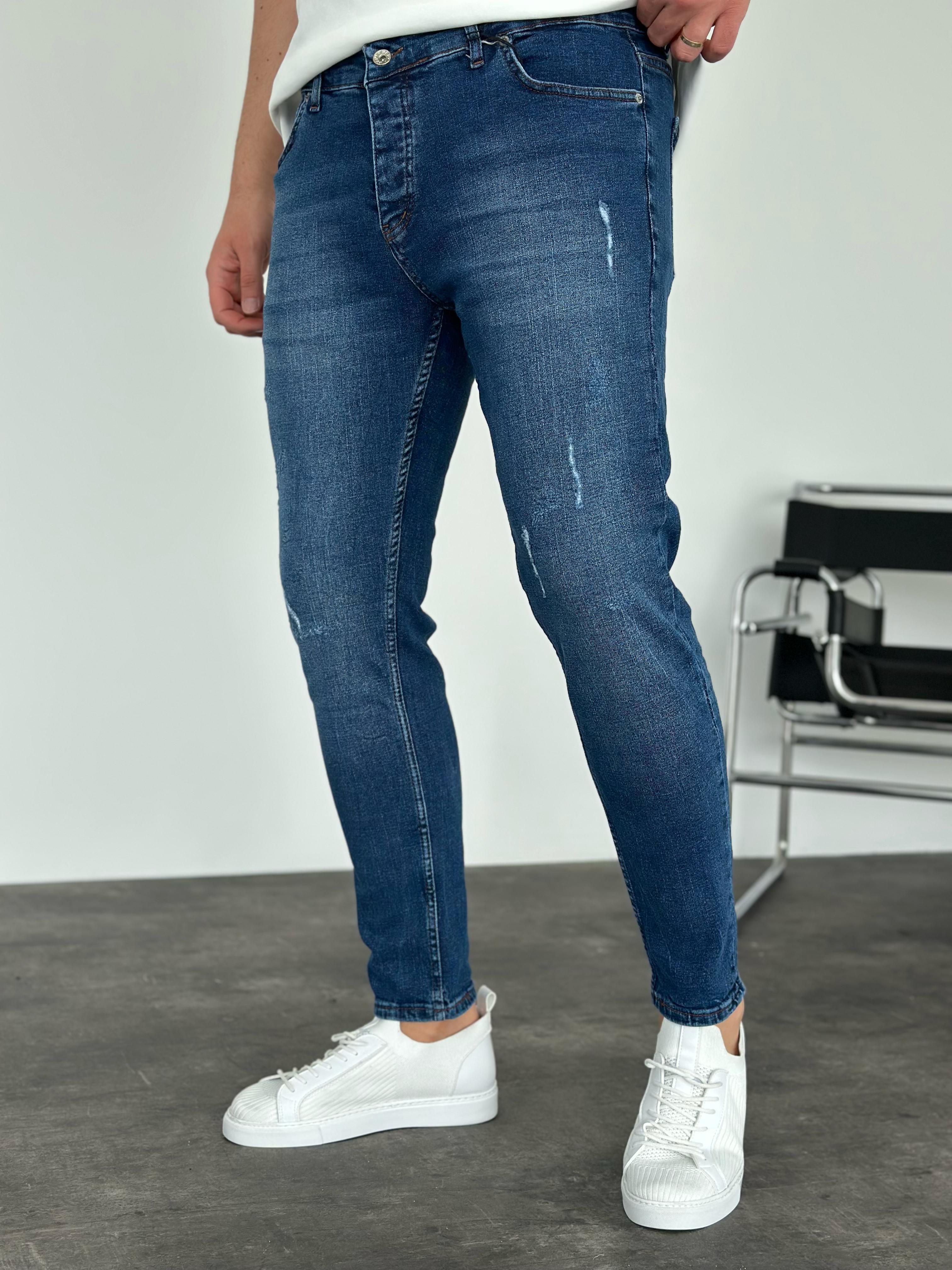 Lacivert Lazer Detaylı Slimfit Jean