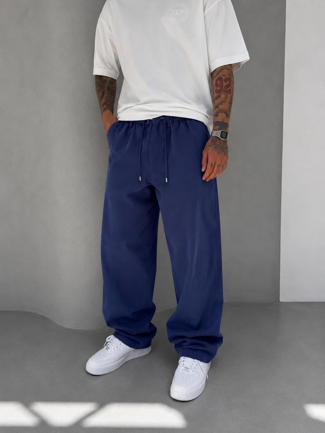 Lacivert Modal Kumaş Relax Baggy Pantolon