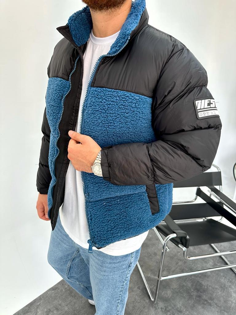Lacivert Siyah Peluş Mont