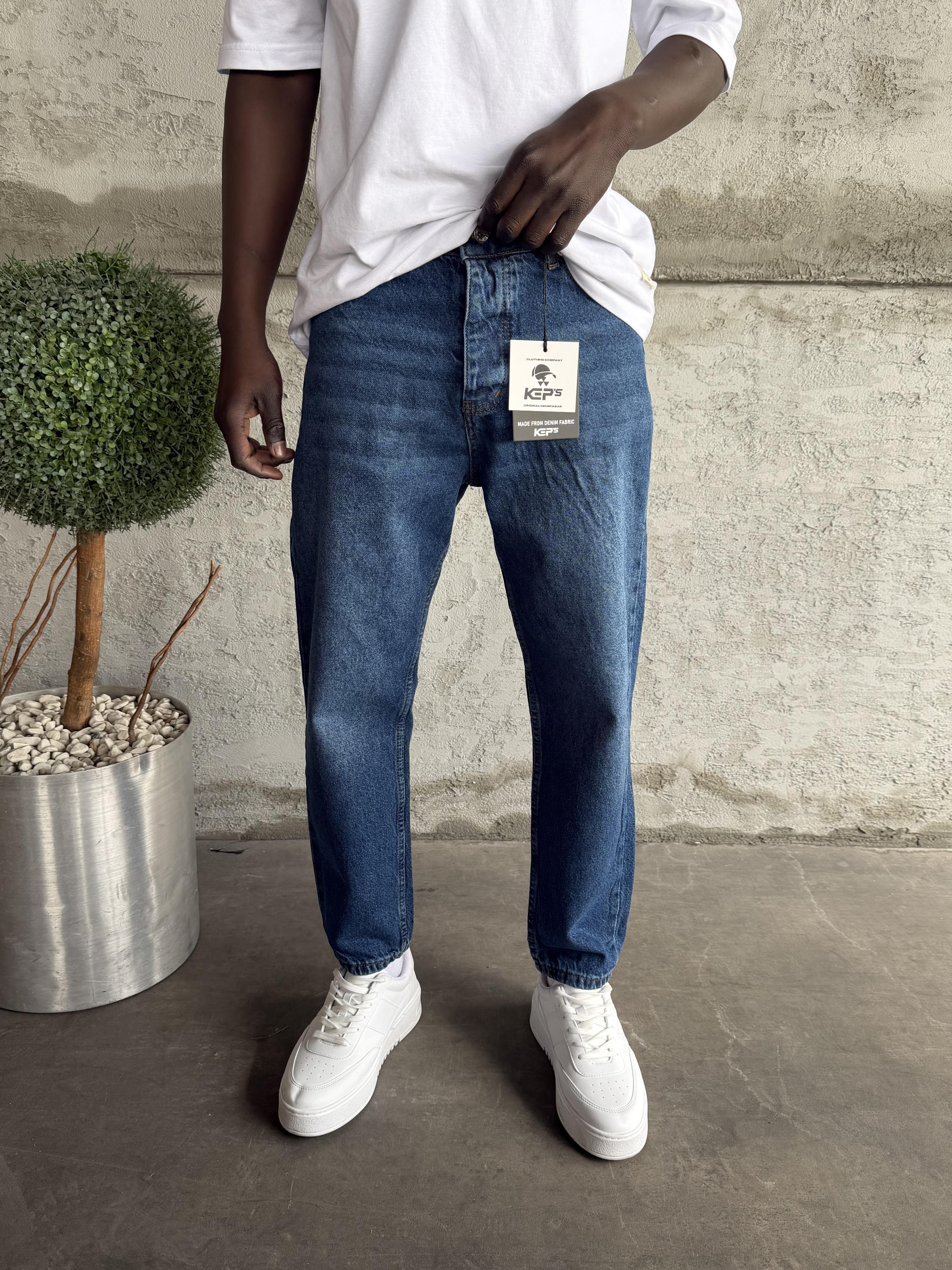 Lacivert Taşlamalı Boyfriend Jean