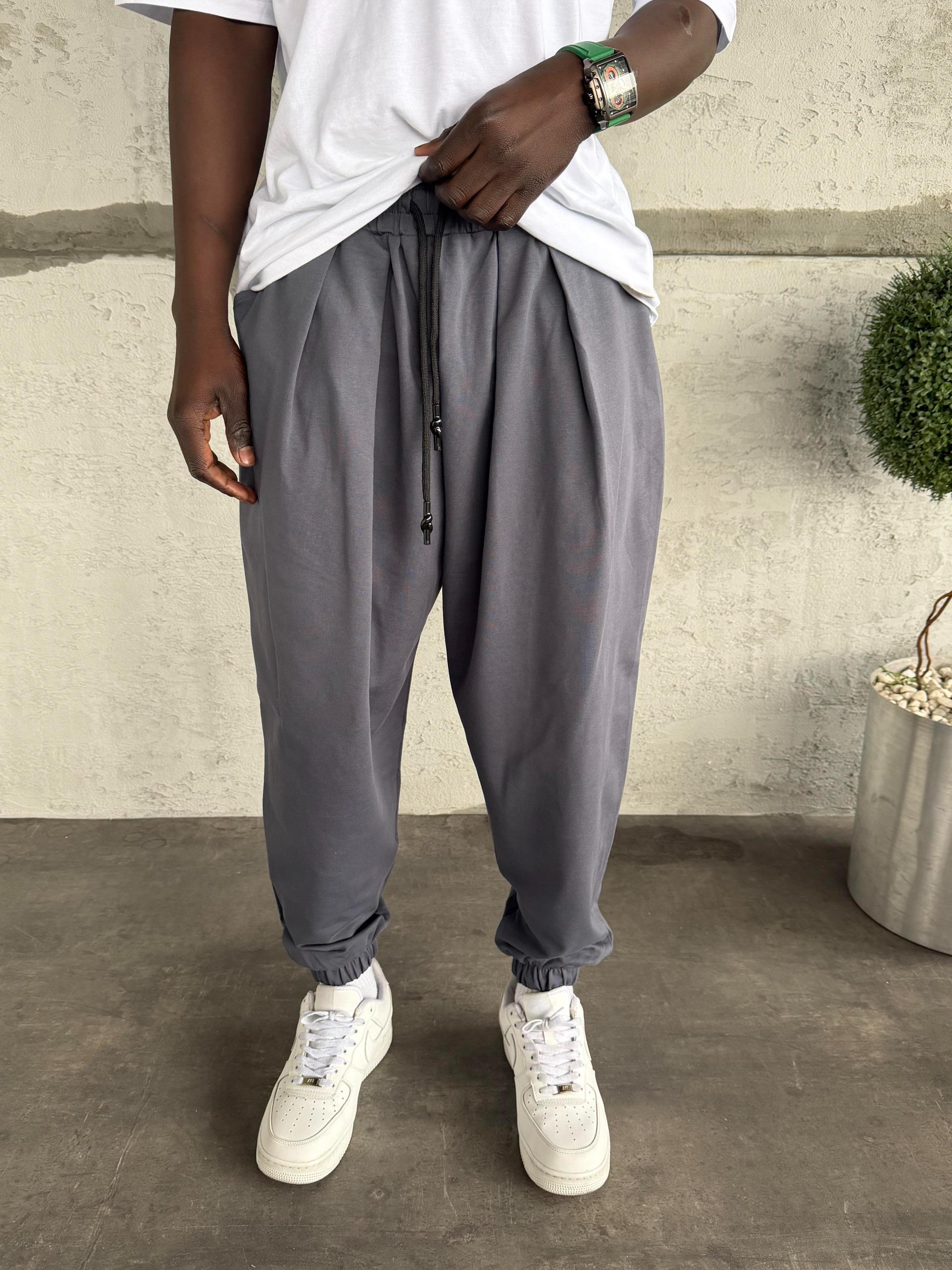 Mavi Paça Lastik Şalvar Eşofman