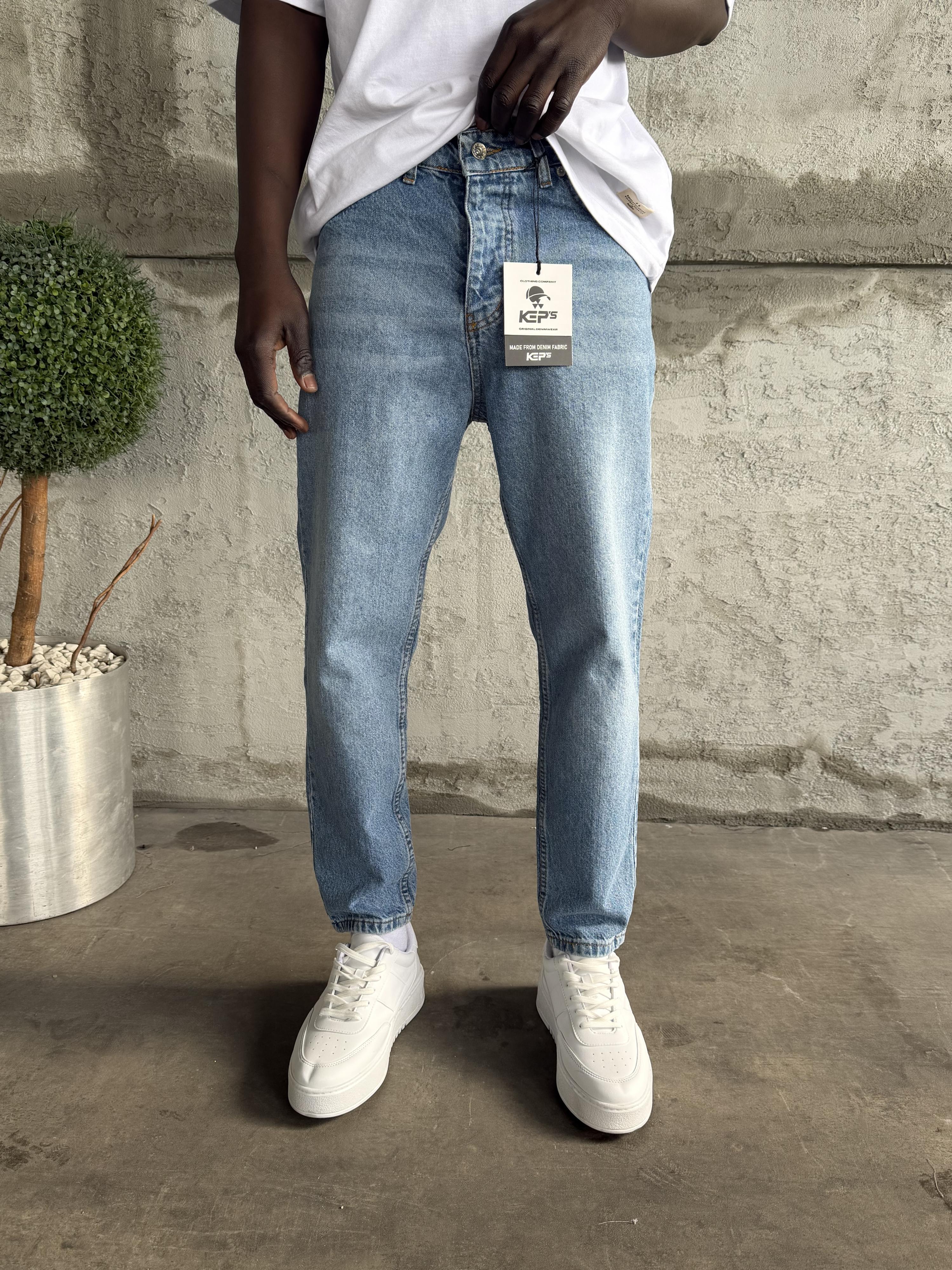 Mavi Taşlamalı Boyfriend Jean