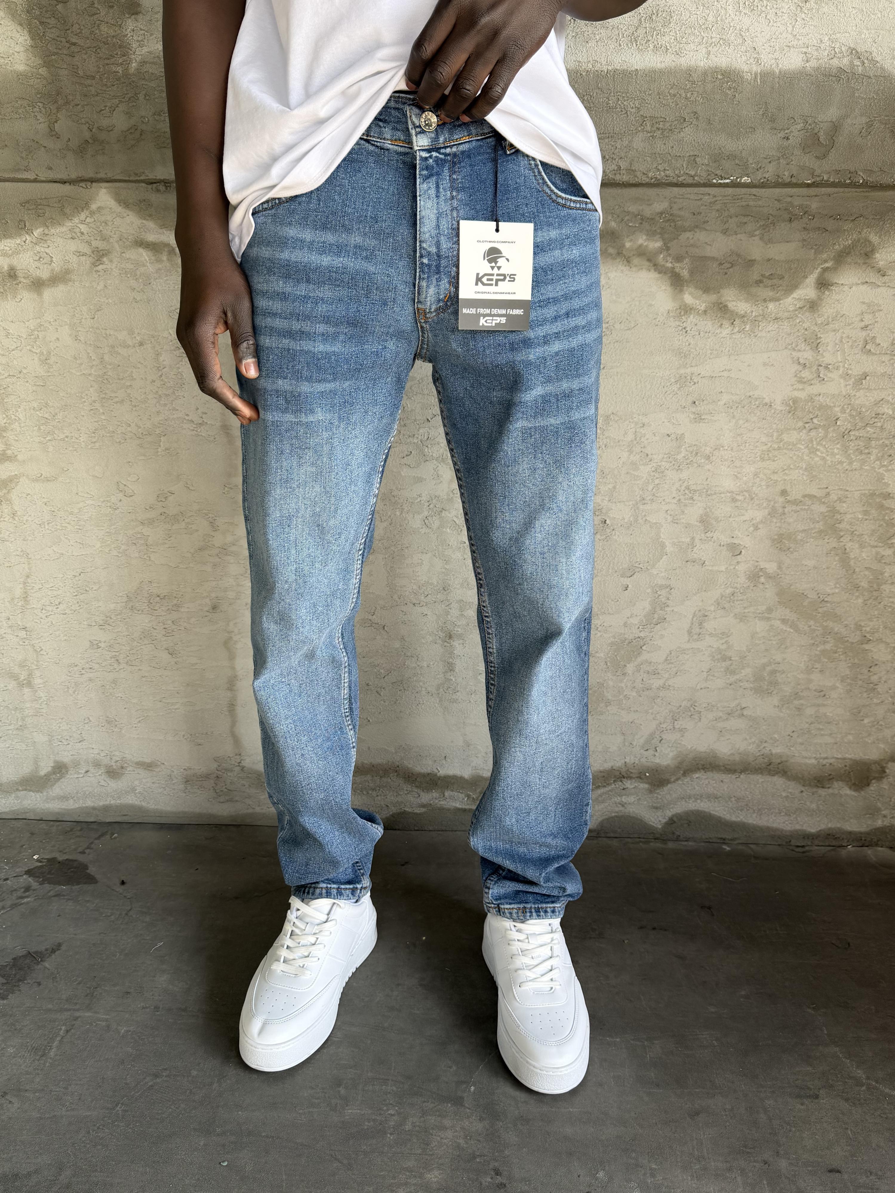 Mavi Taşlamalı Likralı Regular Fit Jean