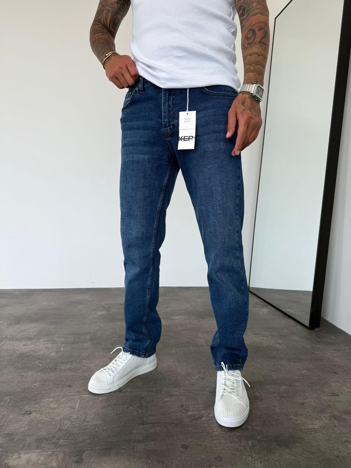 Mavi Taşlamalı Regular Fit Jean