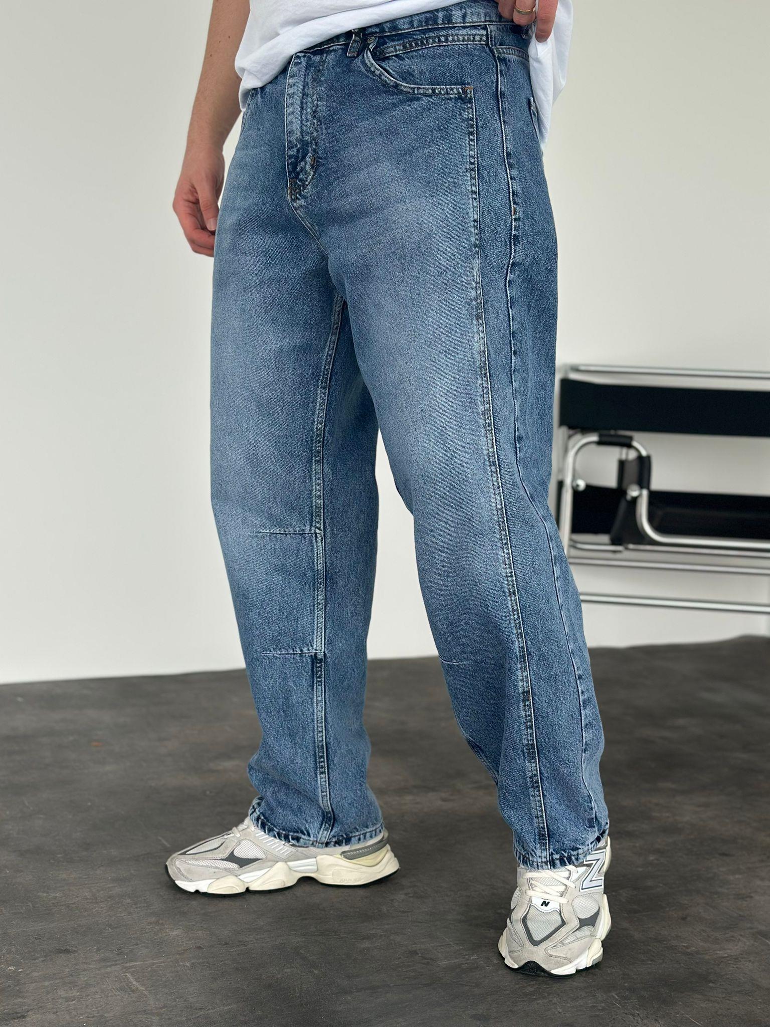 Mavi Taşlamalı Relax Baggy Jean