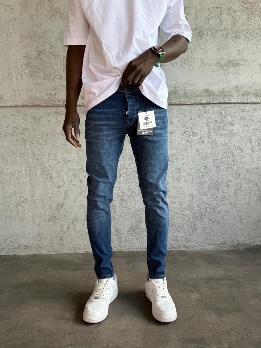 Mavi Taşlamalı Slimfit Jean