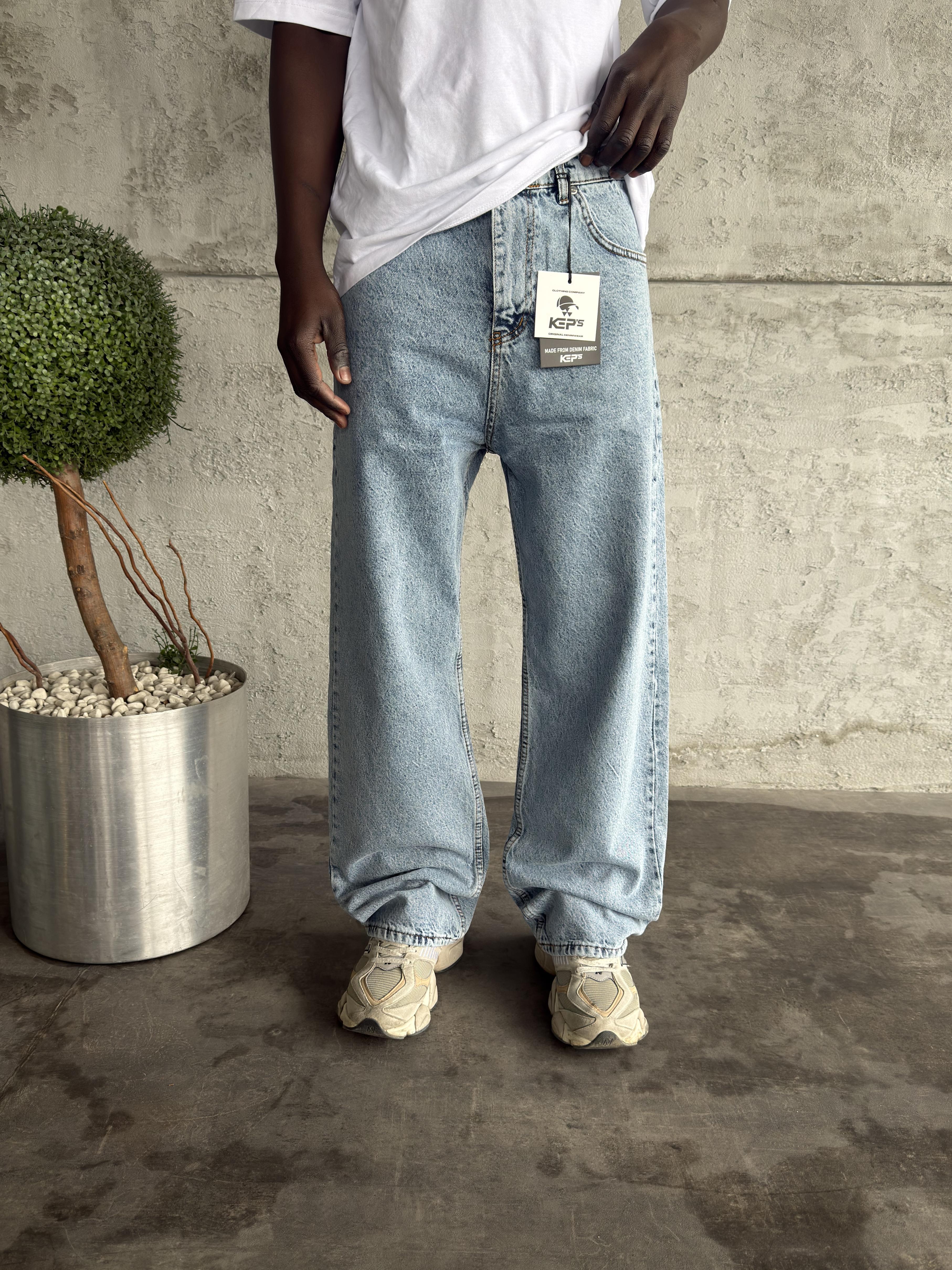 Mavi Yıkamalı Relax Baggy Jean