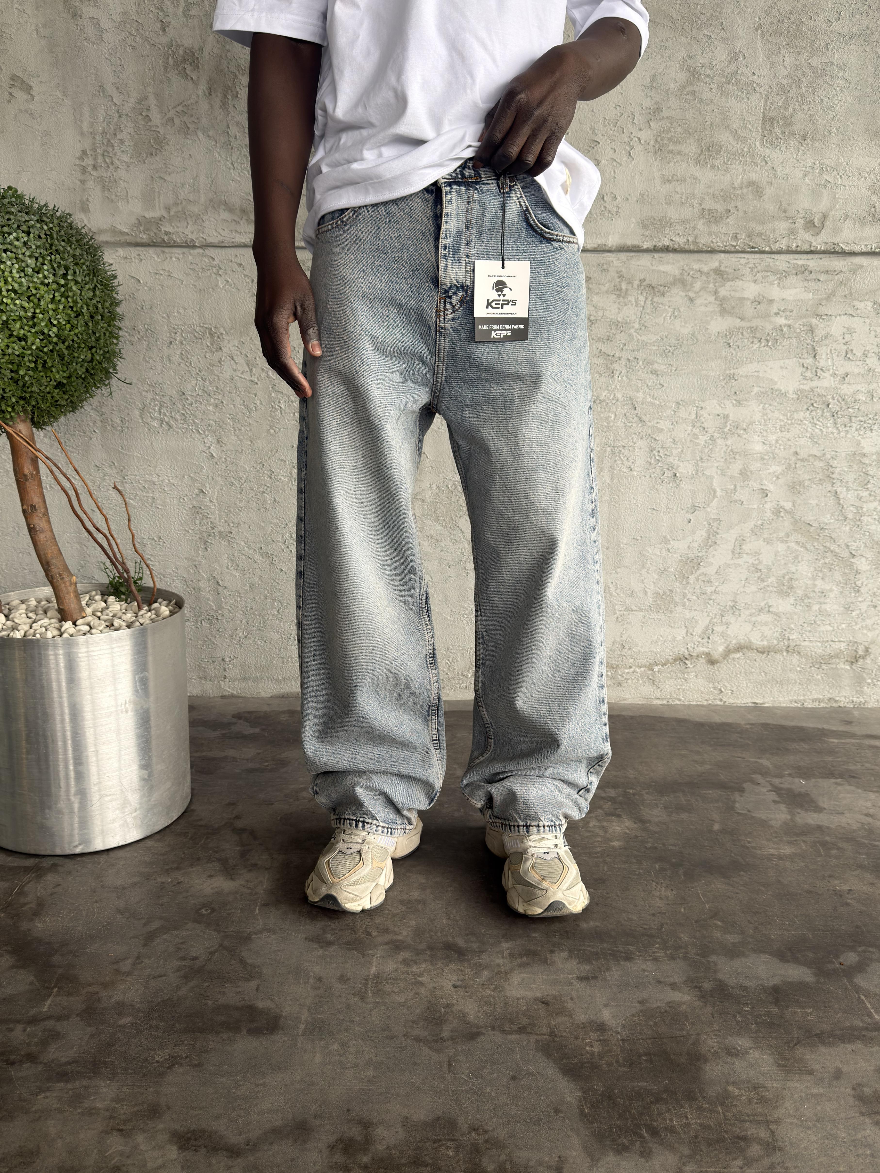 Mavi Yıkamalı Relax Baggy Jean