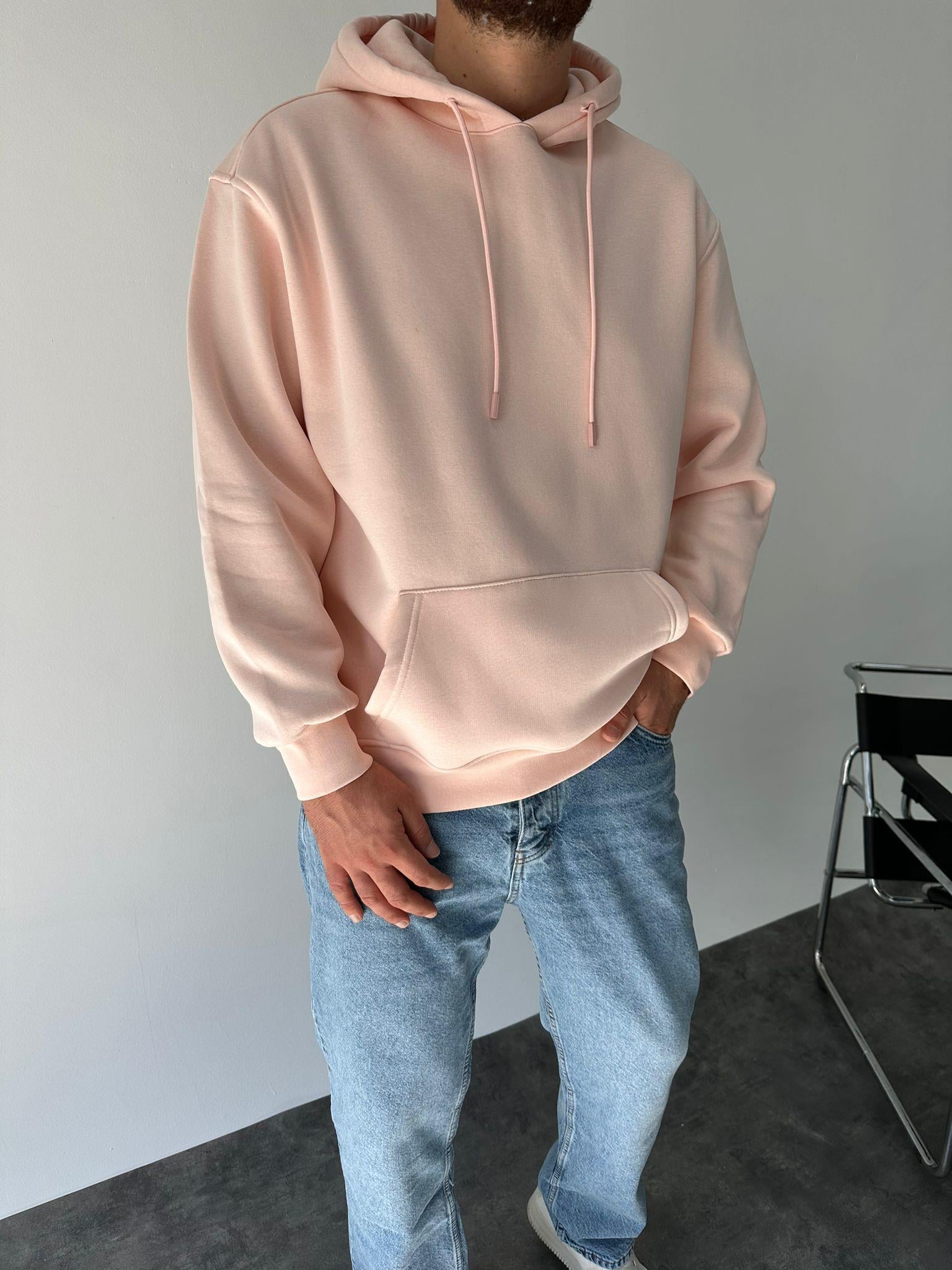 Pembe Basic Kapüşonlu