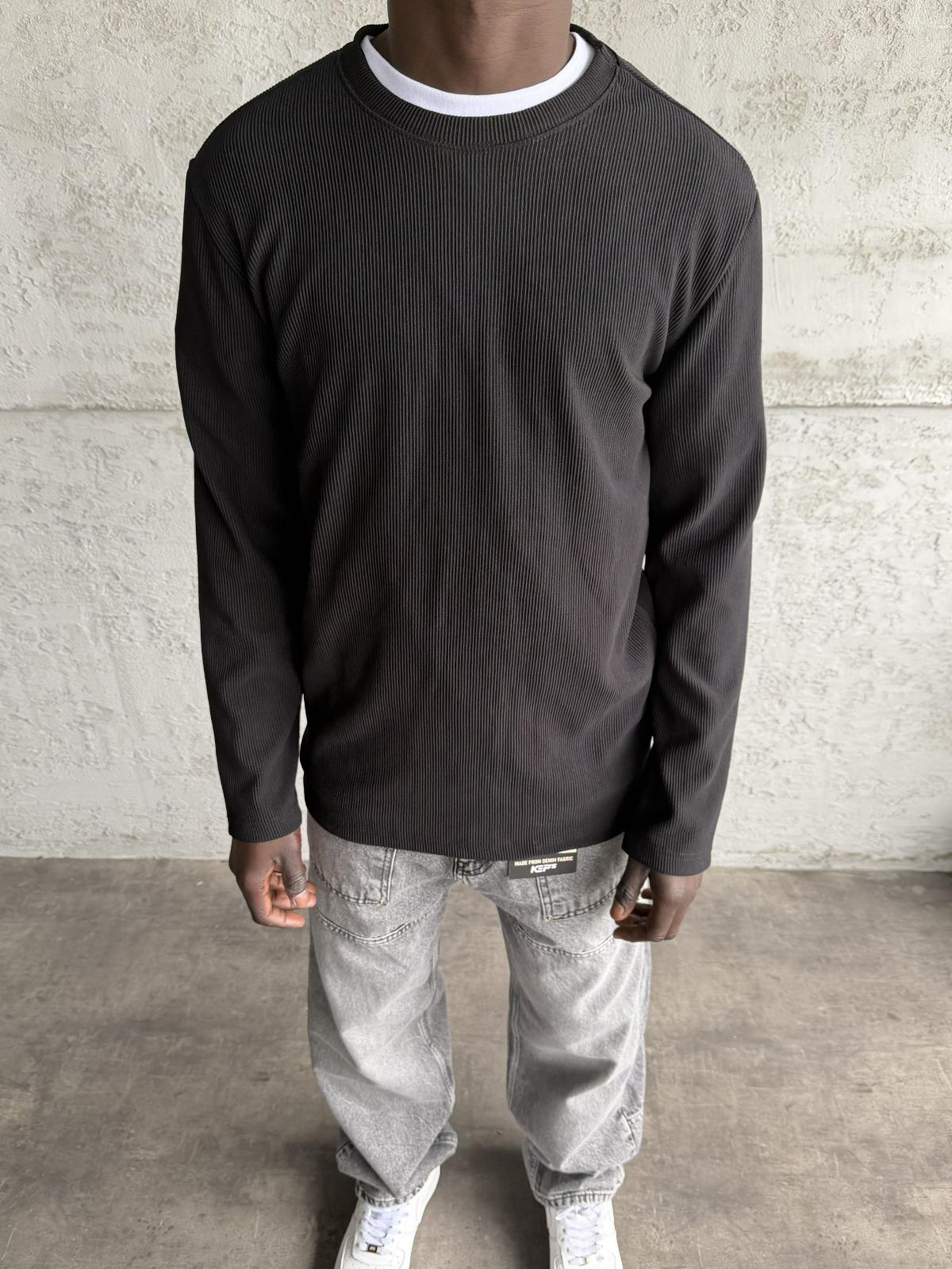 Siyah Fitili Basic Sweatshirt