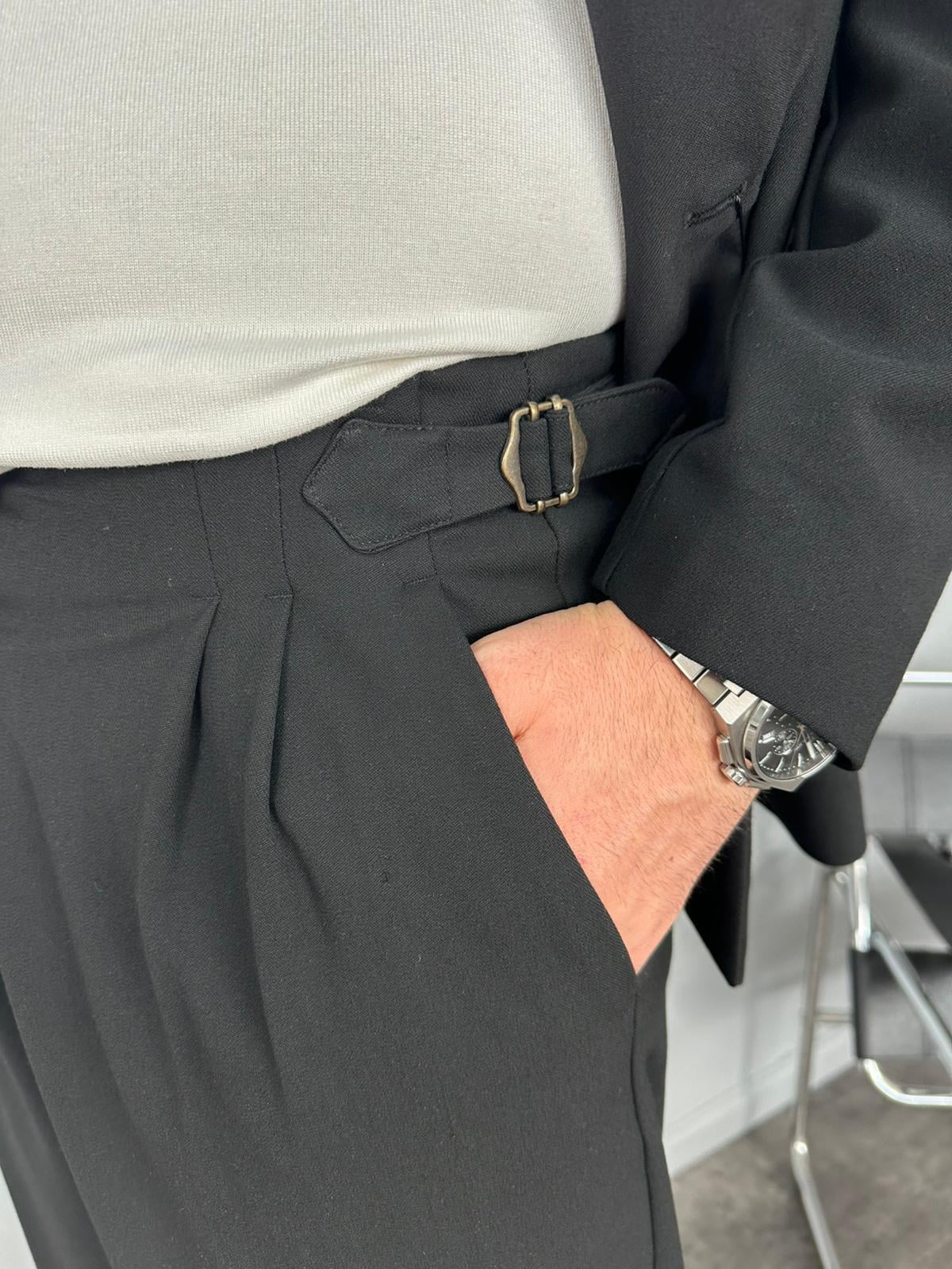 Siyah Kruvaze Oversize Takım Elbise