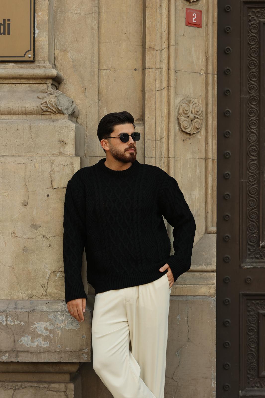 Siyah Örgü Triko Kazak