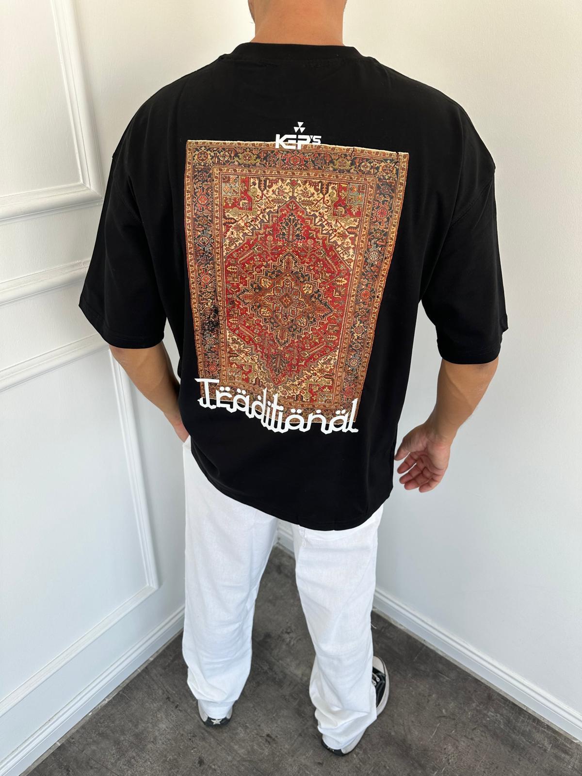 Siyah Oversize Baskılı T-Shirt
