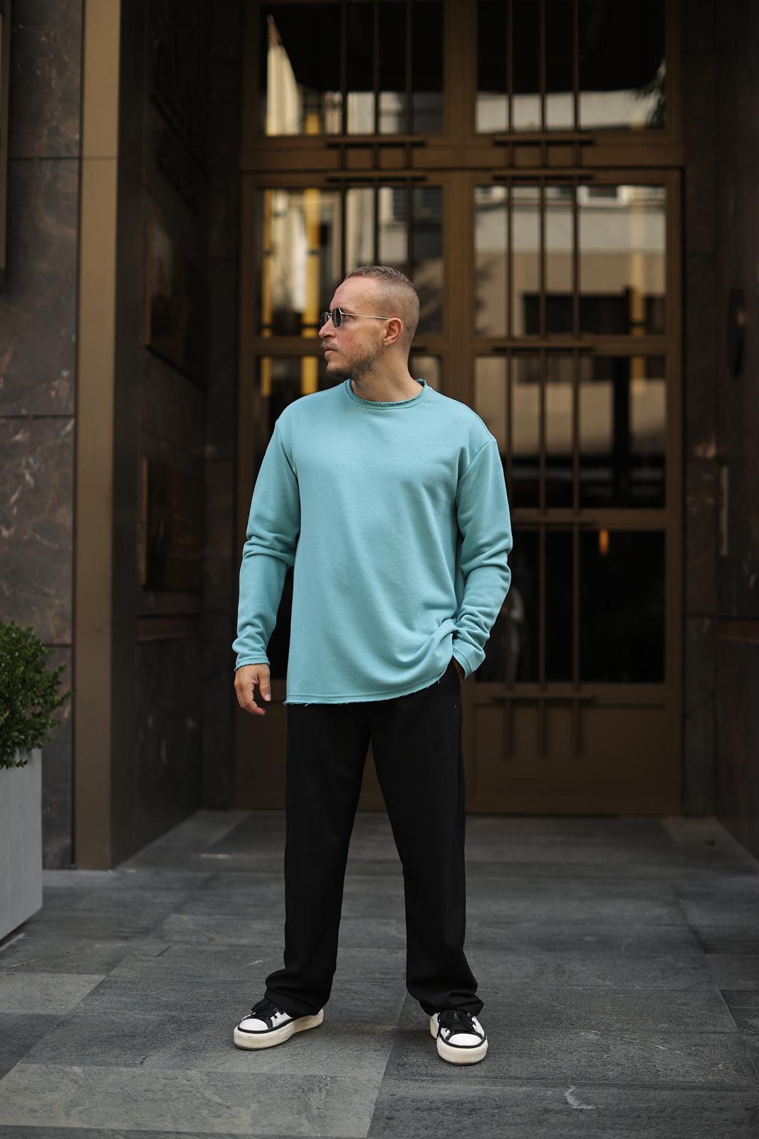 Turkuaz Pis Yaka Sweatshirt