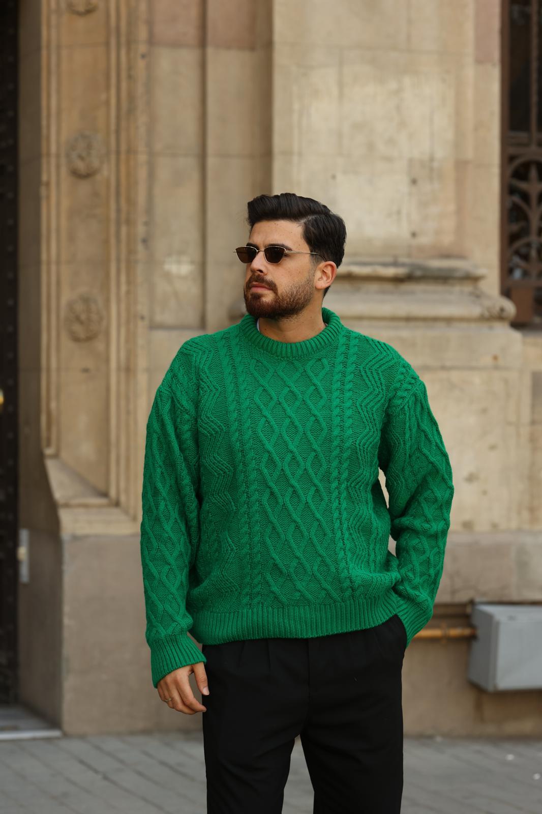 Yeşil Örgü Triko Kazak