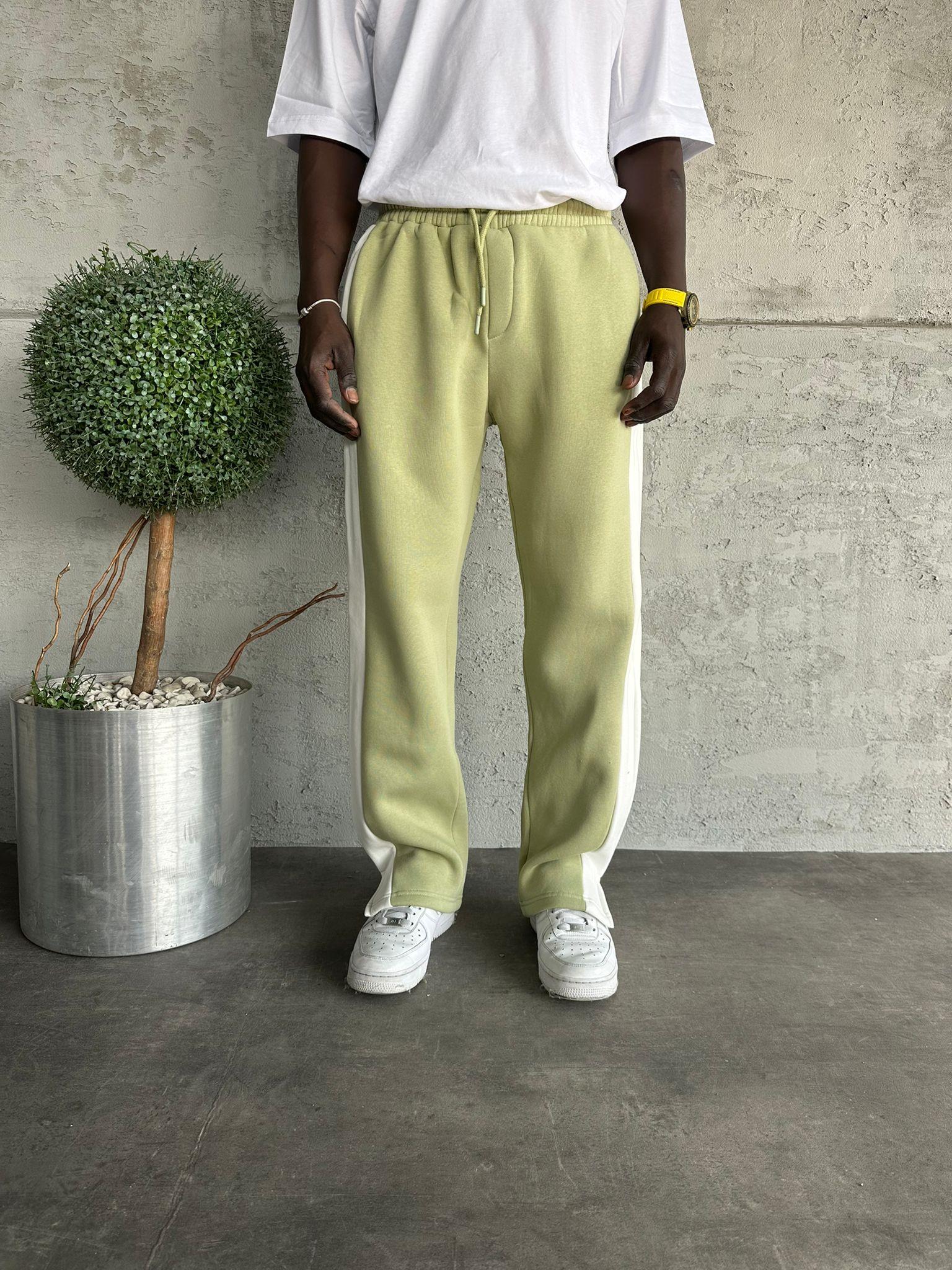 Yeşil Şerit Detaylı Kesik Paça Baggy Eşofman