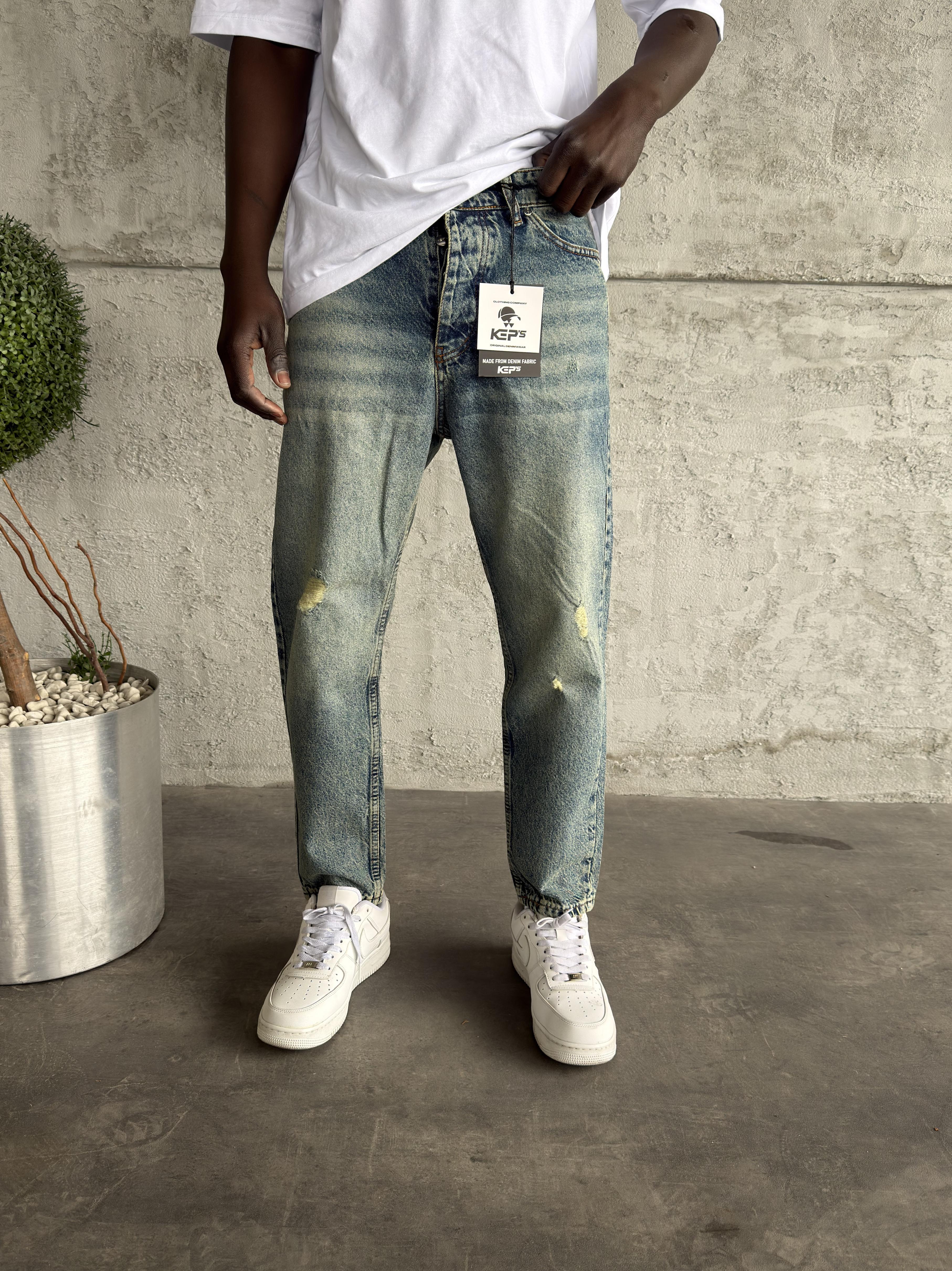 Yıkamalı Yırtıklı Boyfriend Jean