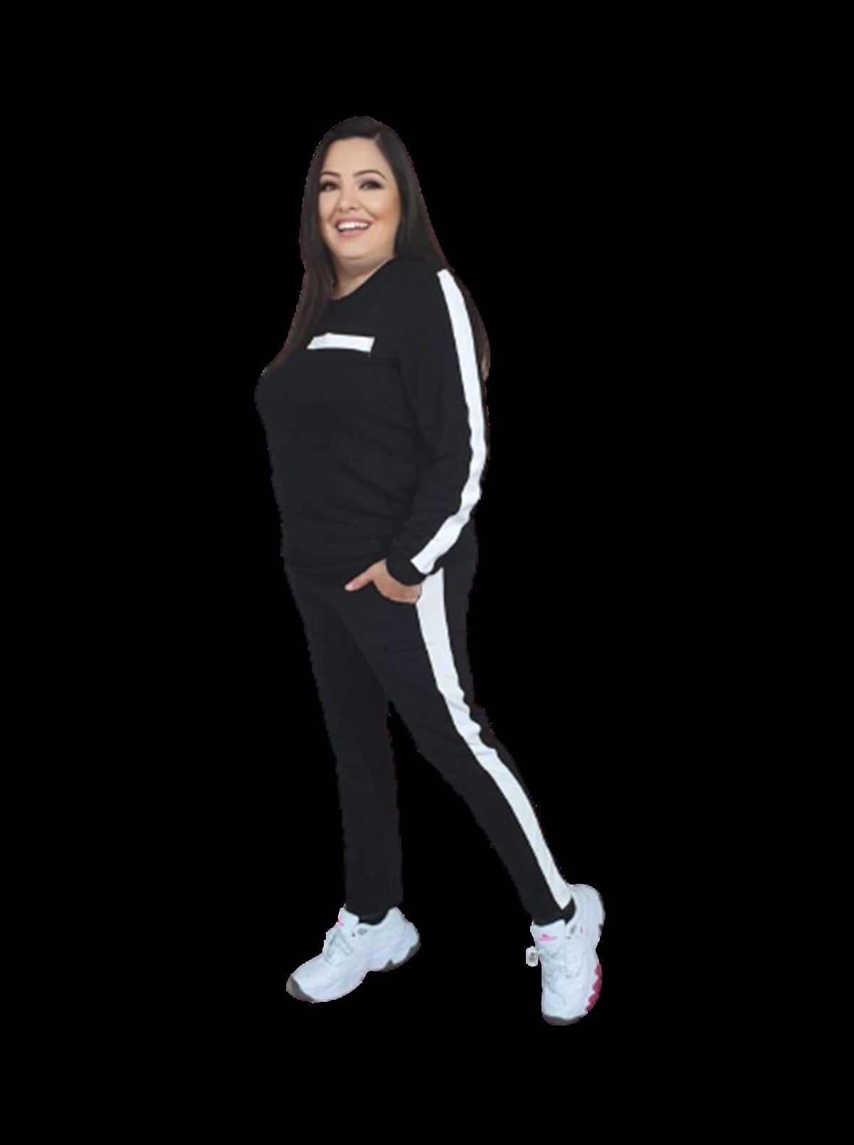 Beyaz şeritli Siyah takım
