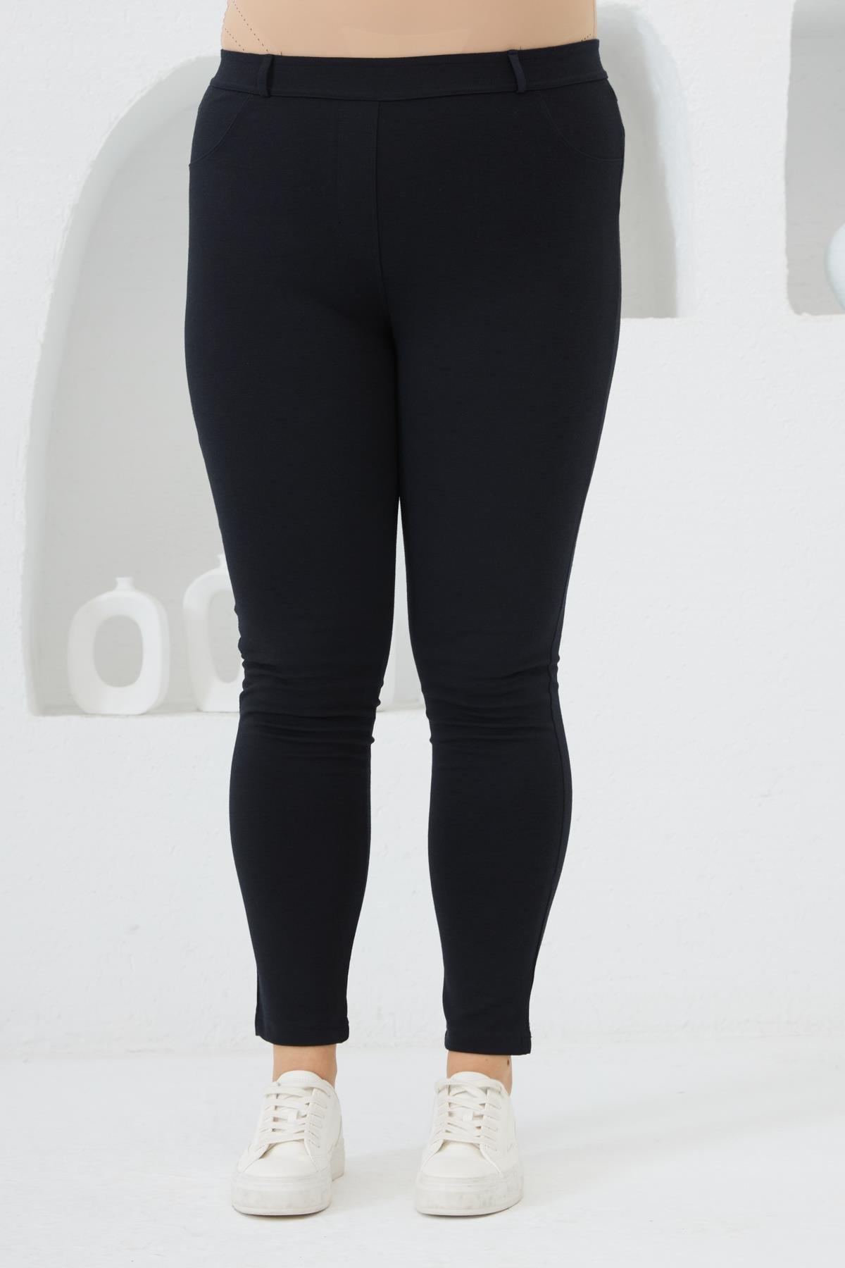 Büyük Beden Çelik Örme Taytpantolon Lacivert