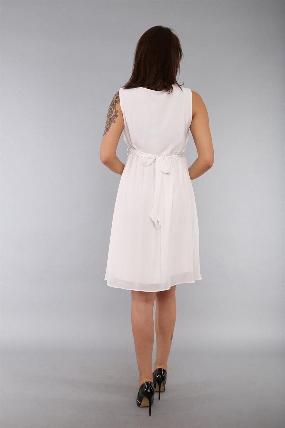 Büyük Beden Gör-Sin BabyShower Hamile Kolsuz Şifon Elbise Beyaz en uygun  fiyatlar yüksek Kalite | rotarz.com