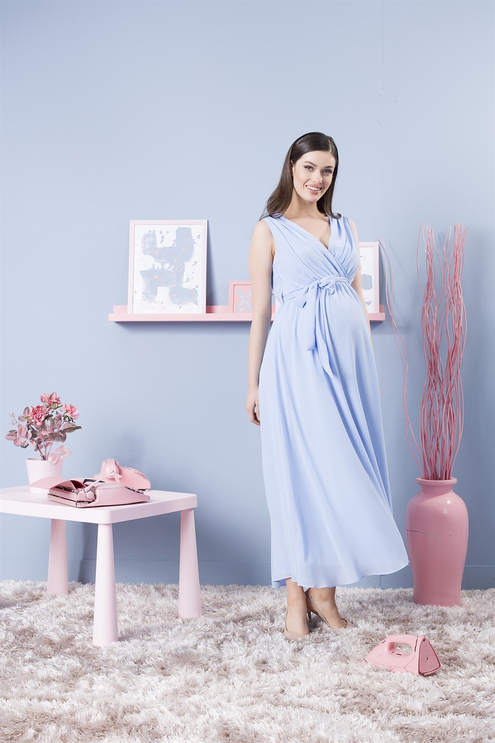 Büyük Beden Gör-Sin BabyShower Hamile Şifon Elbise BebeMavi en uygun  fiyatlar yüksek Kalite | rotarz.com