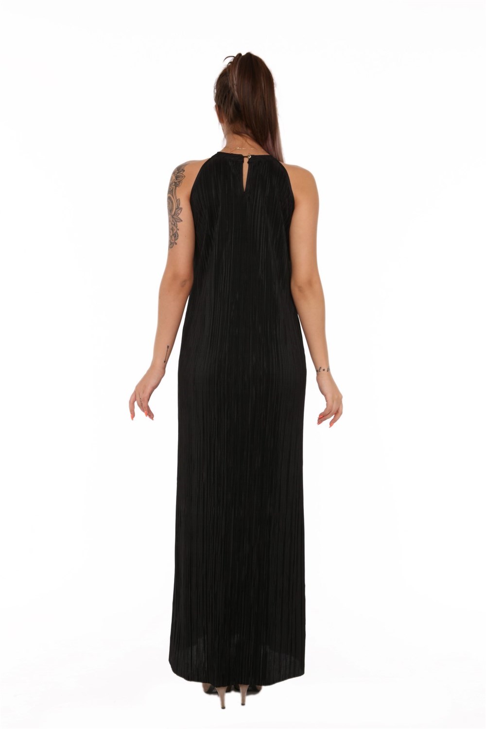 Büyük Beden Gör-Sin Yaka Aksesuarlı Uzun Sıfır Kol Elbise Siyah en uygun  fiyatlar yüksek Kalite | rotarz.com