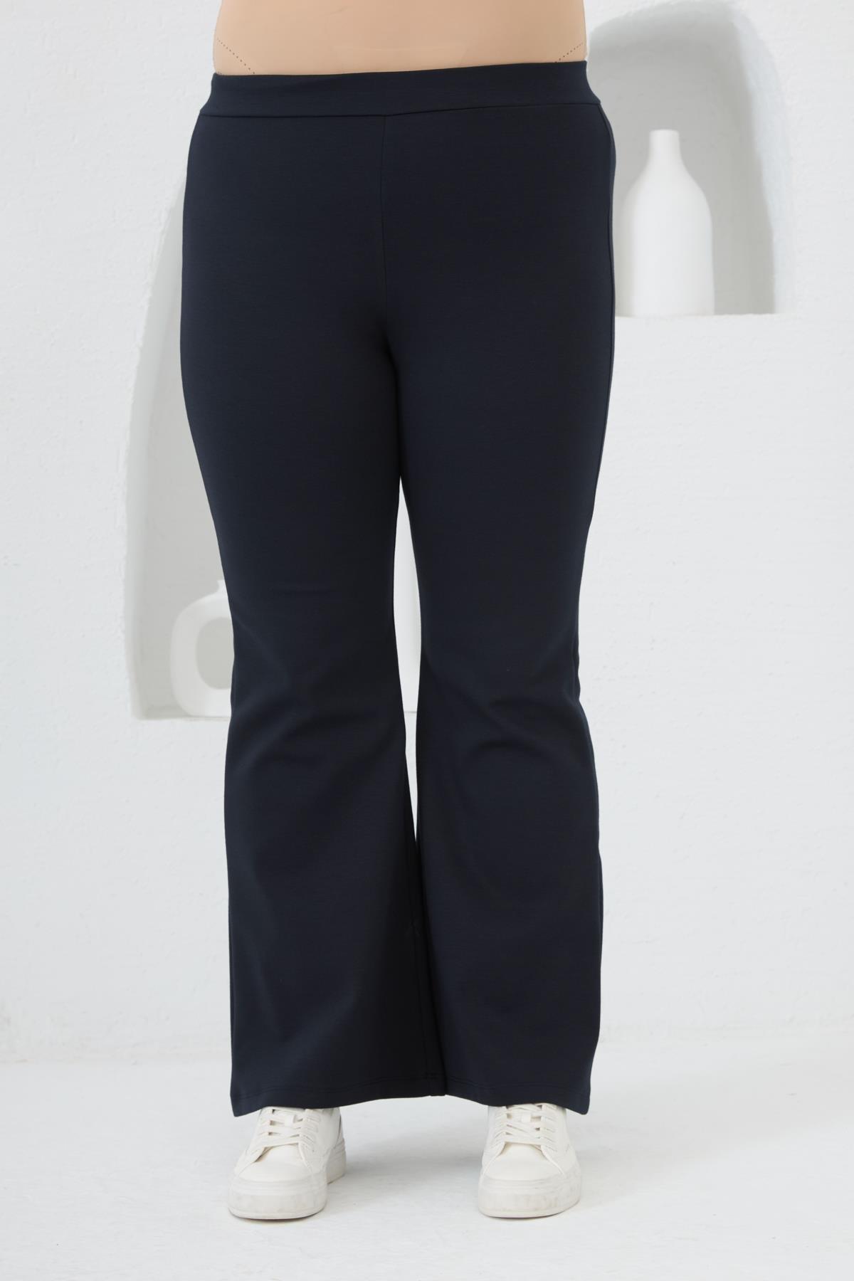 İspanyol Paça Büyük Beden Kışlık Çelik Örme Tayt Lacivert