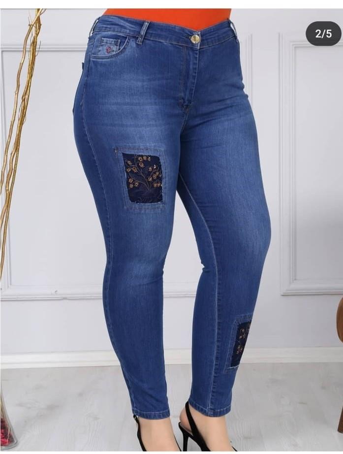 Rota Yaması Nakıs Detaylı buyuk beden jeans pantolon 011