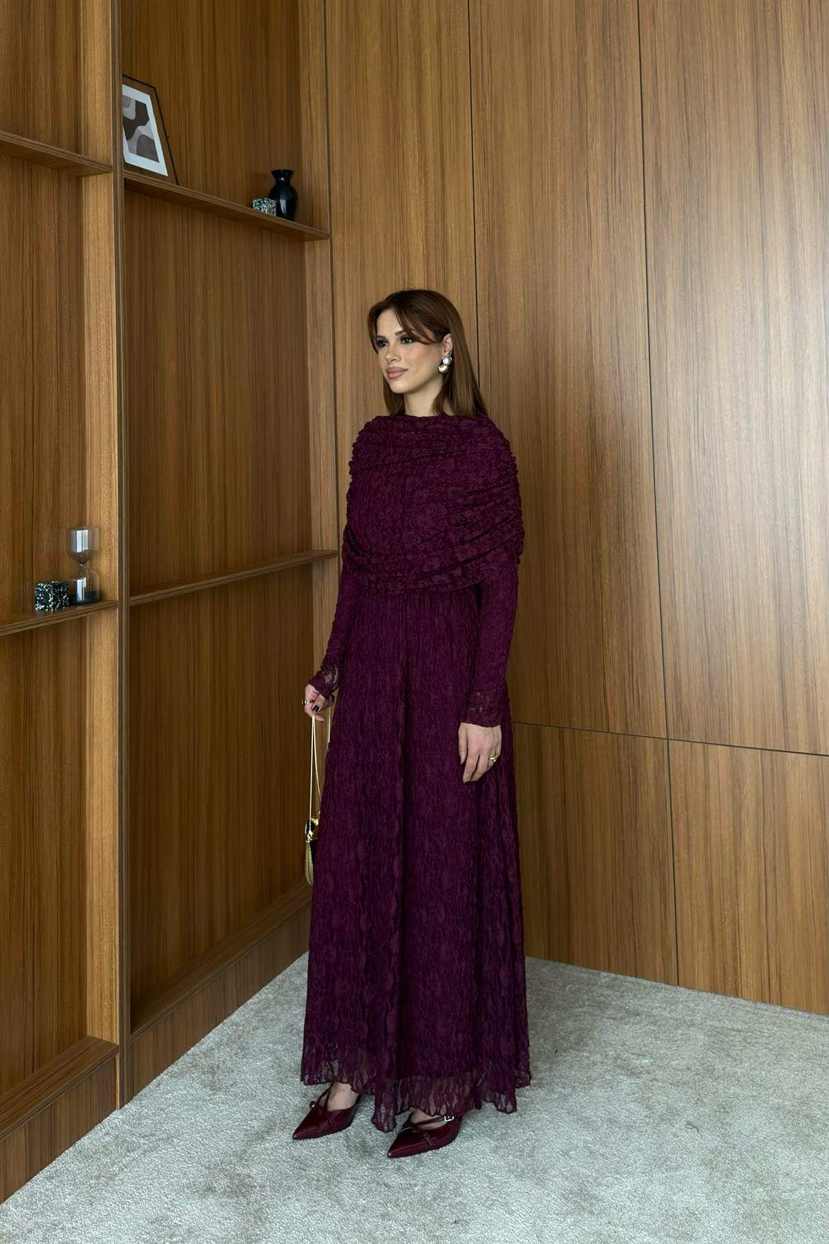 Aller Yakalı Dantel Elbise - MÜRDÜM