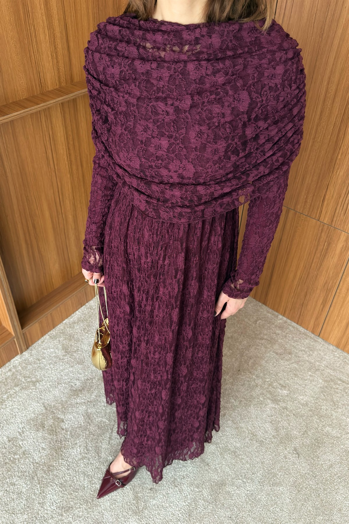 Aller Yakalı Dantel Elbise - MÜRDÜM