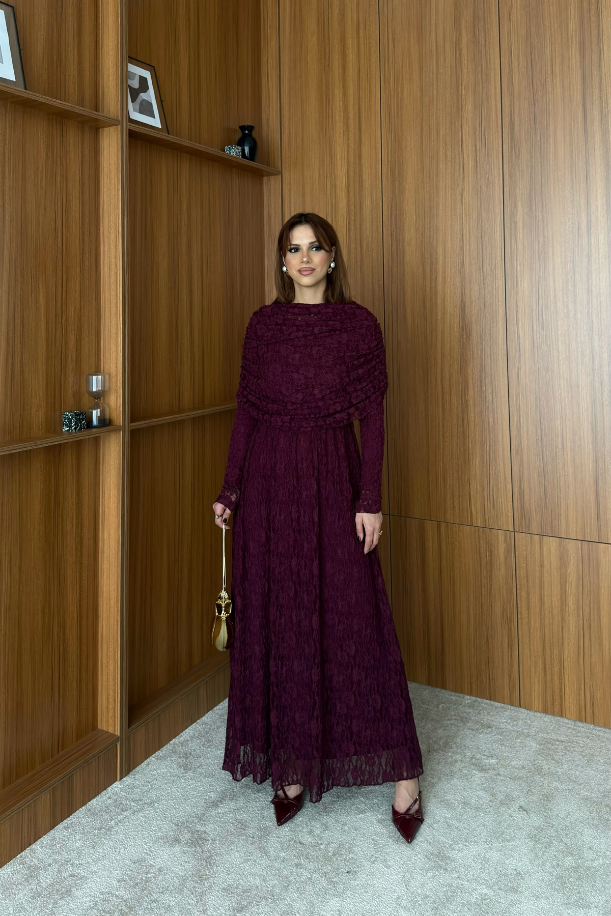 Aller Yakalı Dantel Elbise - MÜRDÜM