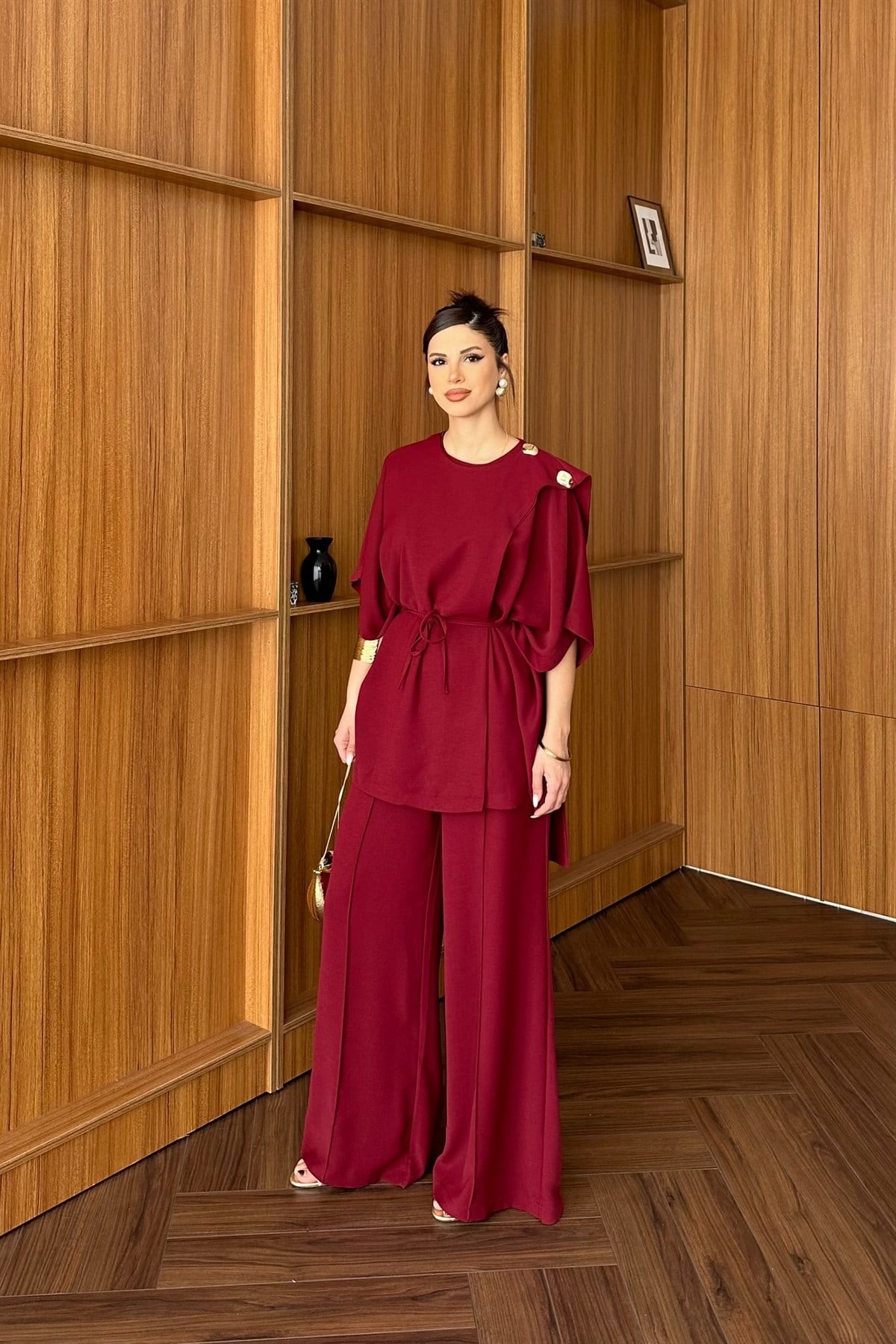 Apoletli Pantolon Takım - BORDO