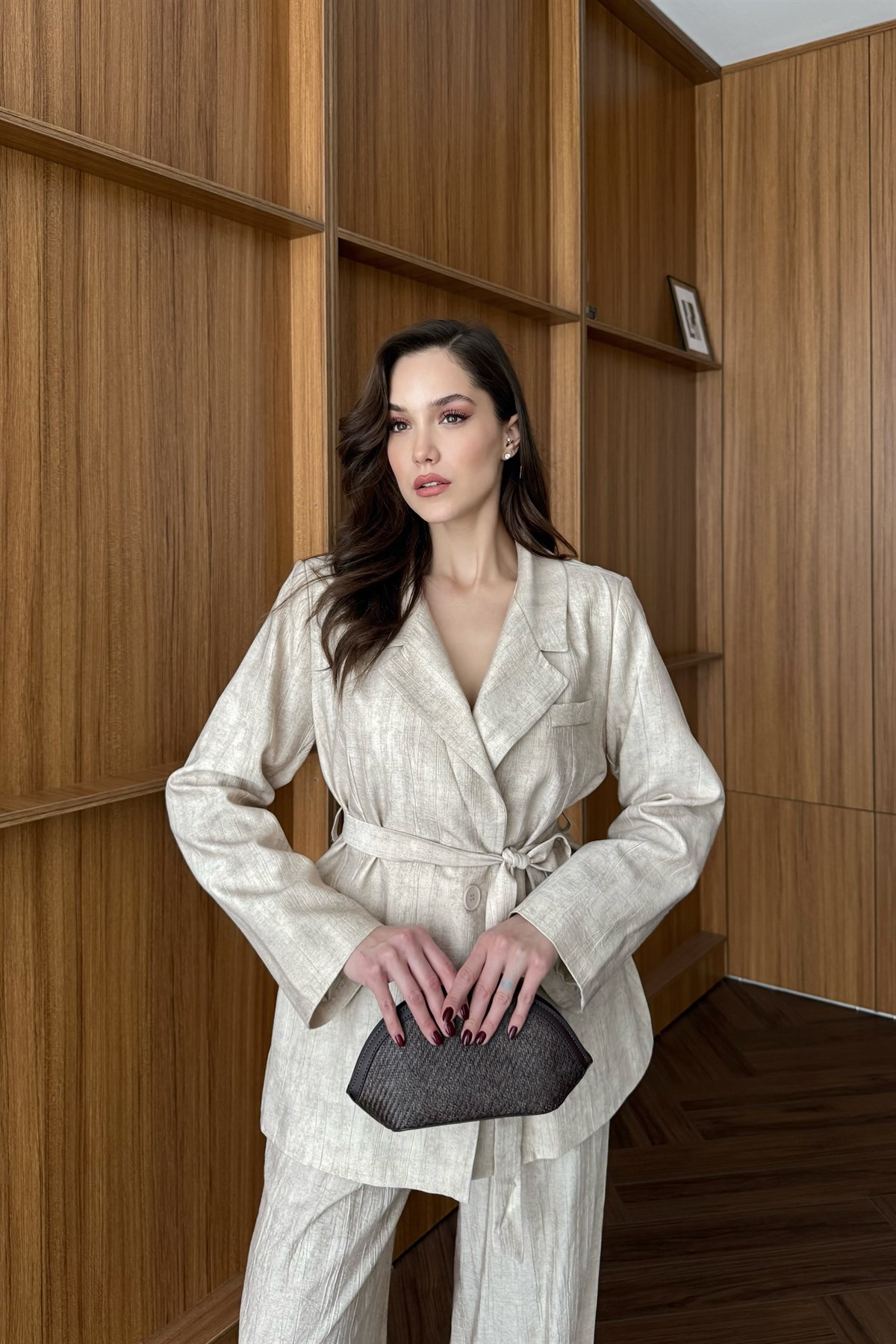 Bağlamalı Blazer Pantolon Takım - TAŞ