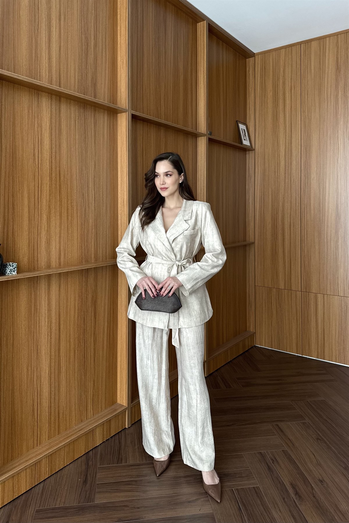 Bağlamalı Blazer Pantolon Takım - TAŞ