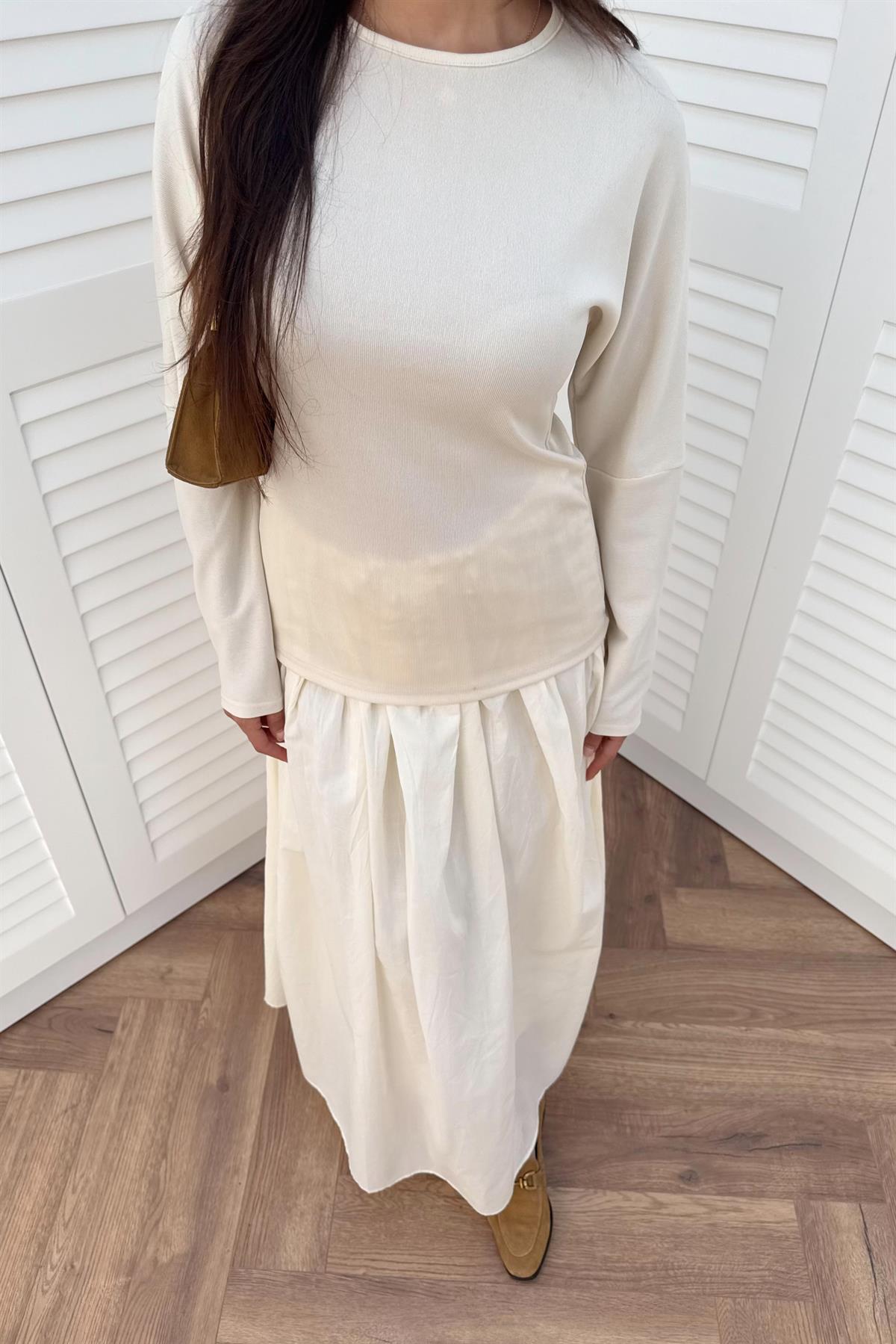 Basic Kraşlı Elbise - BEJ