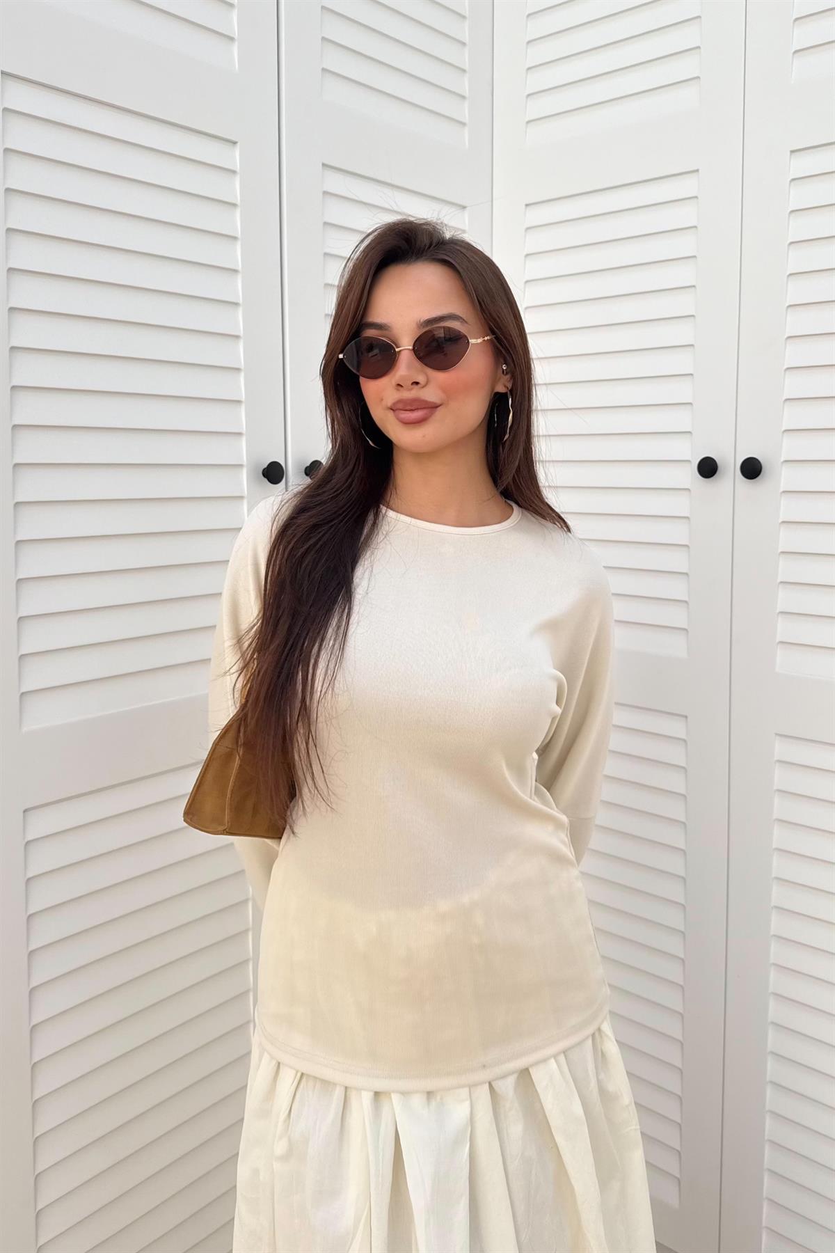 Basic Kraşlı Elbise - BEJ