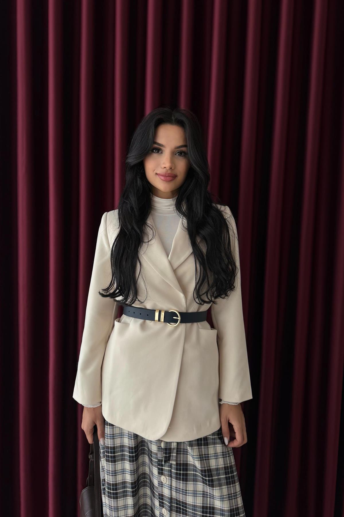 Cepli Blazer Ceket - EKRU