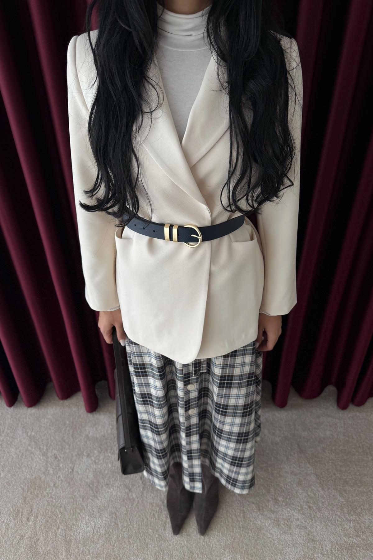 Cepli Blazer Ceket - EKRU