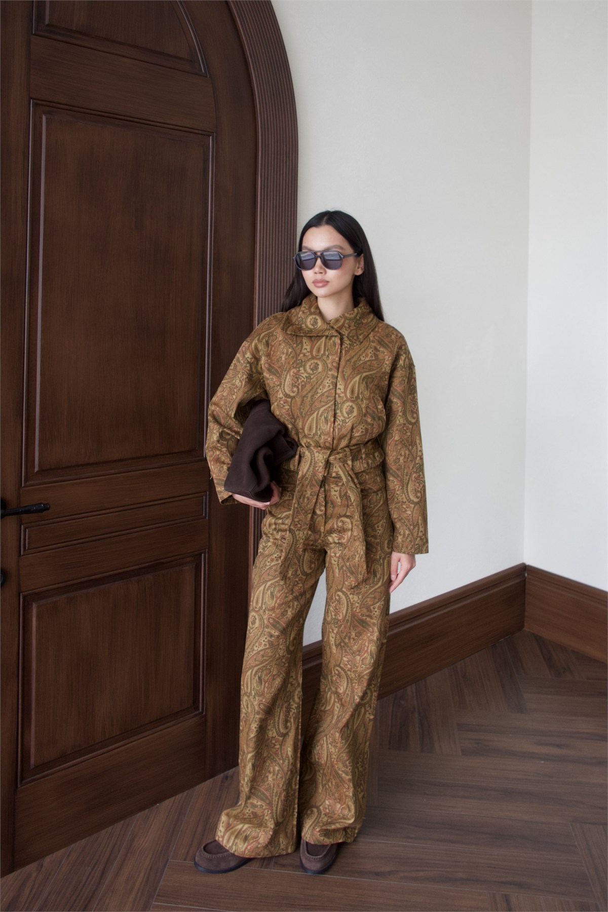 Desenli Gabardin Ceket - KİREMİT