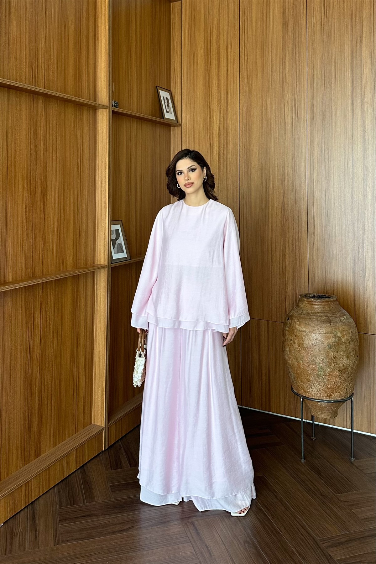 Dökümlü Salaş Kesim İkili Takım - PEMBE