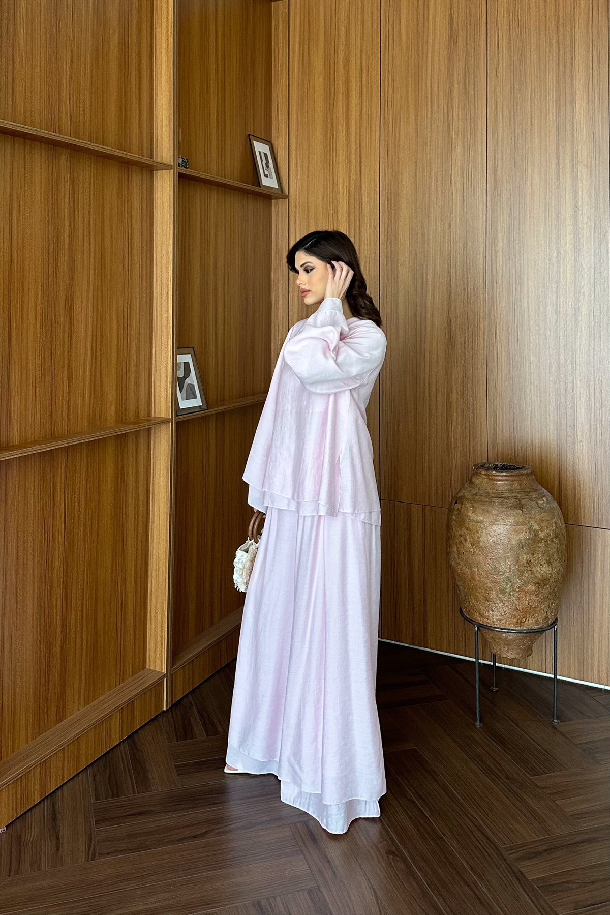 Dökümlü Salaş Kesim İkili Takım - PEMBE