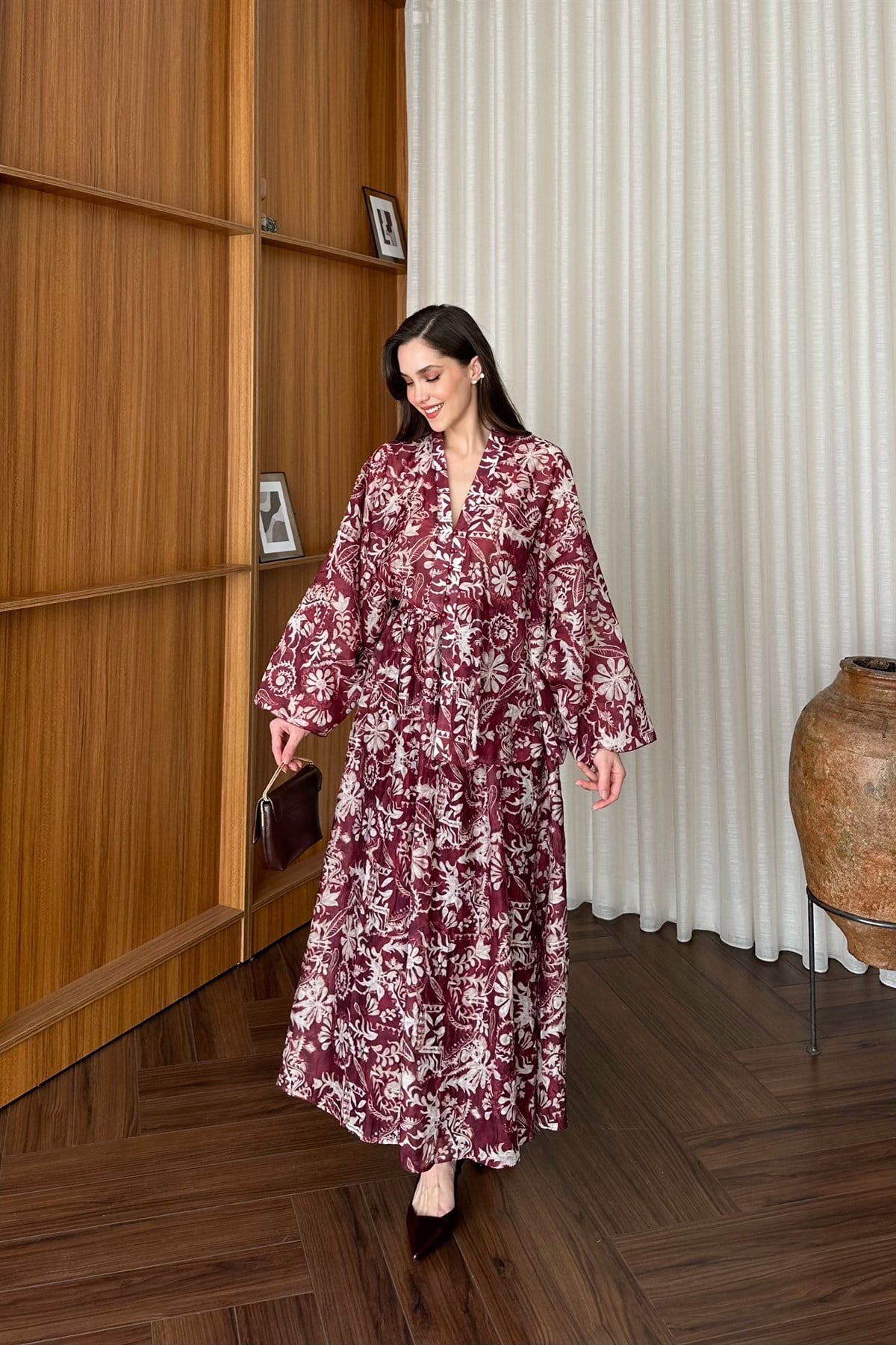 Etnik Desenli Etekli Takım - BORDO