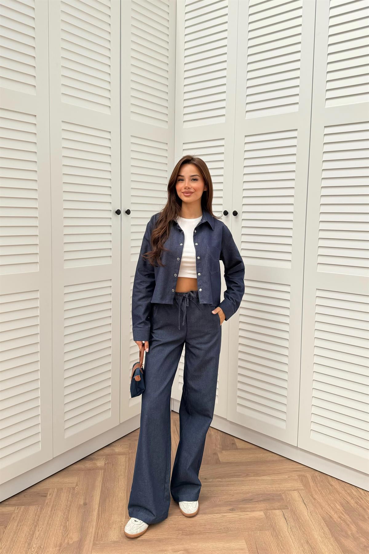 Gabardin Denim Takım - LACİVERT
