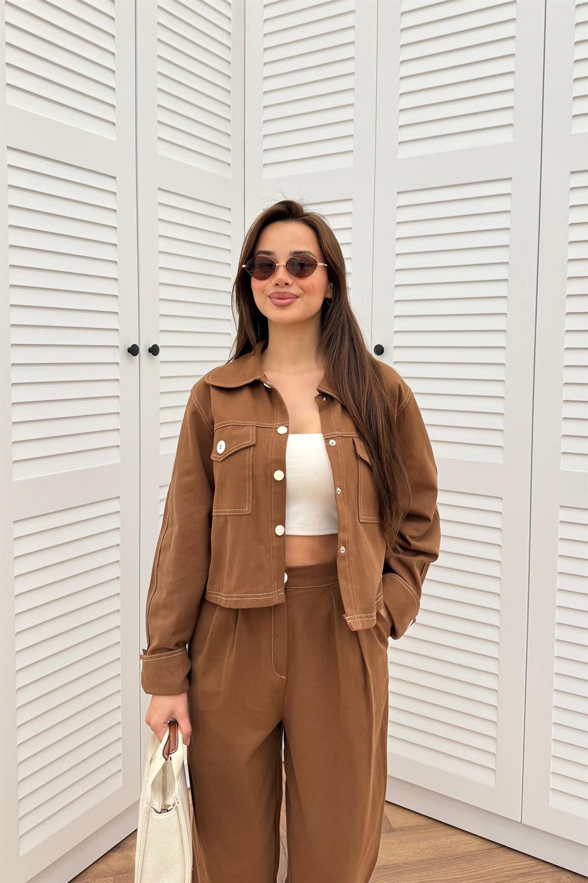 Gabardin Pantolon Takım - KAHVE