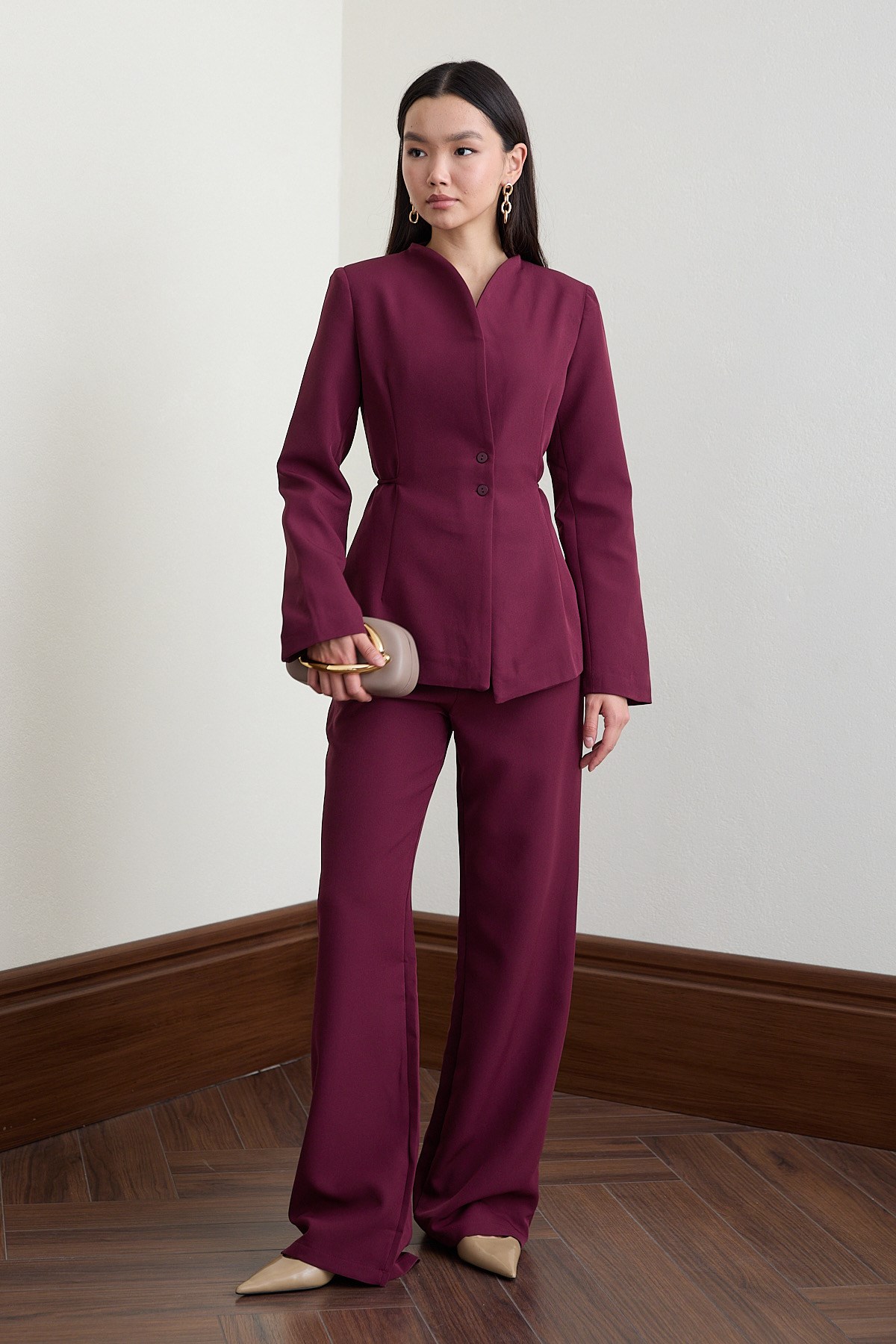Mira Blazer Pantolon Takım - BORDO
