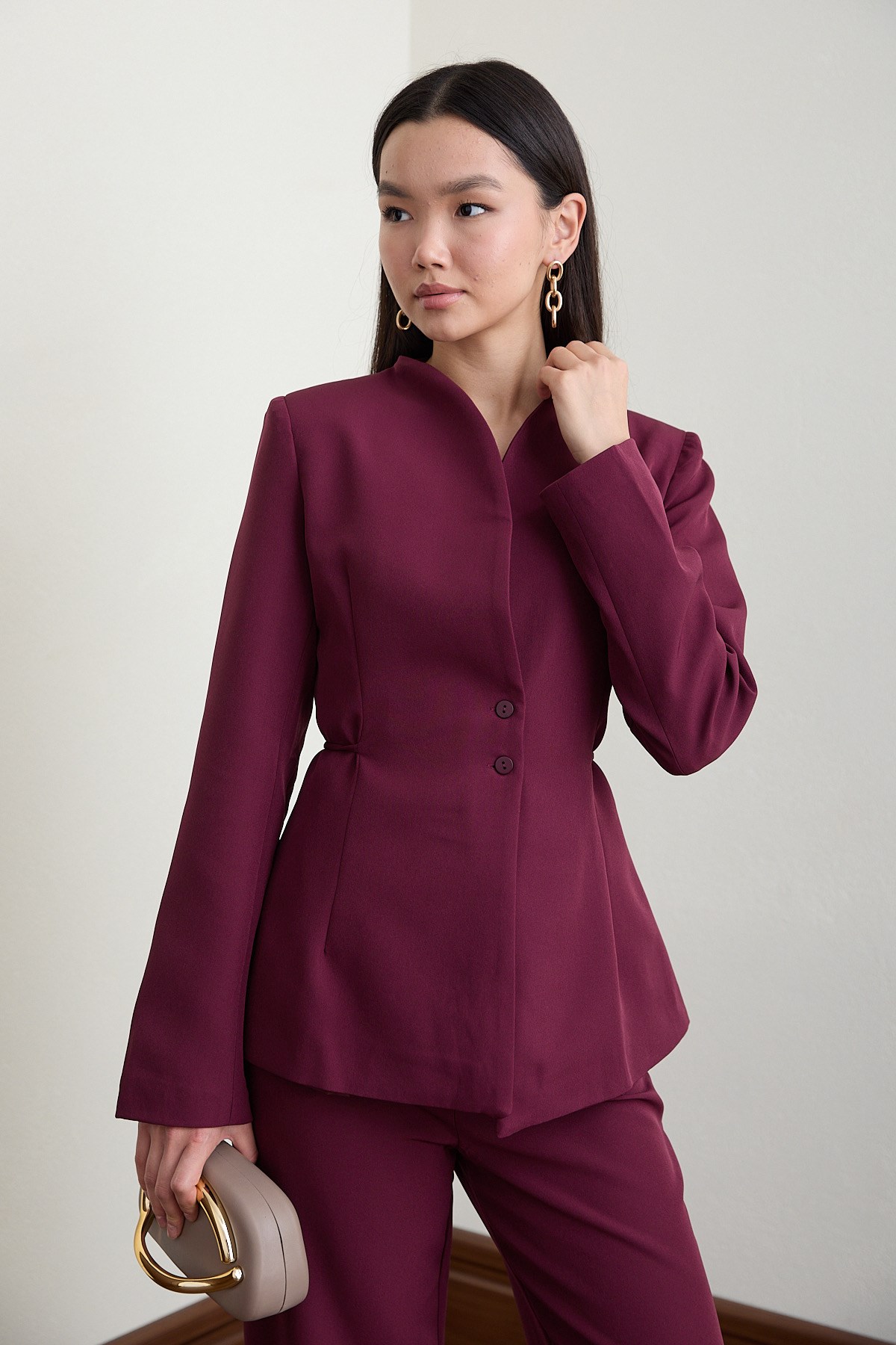 Mira Blazer Pantolon Takım - BORDO