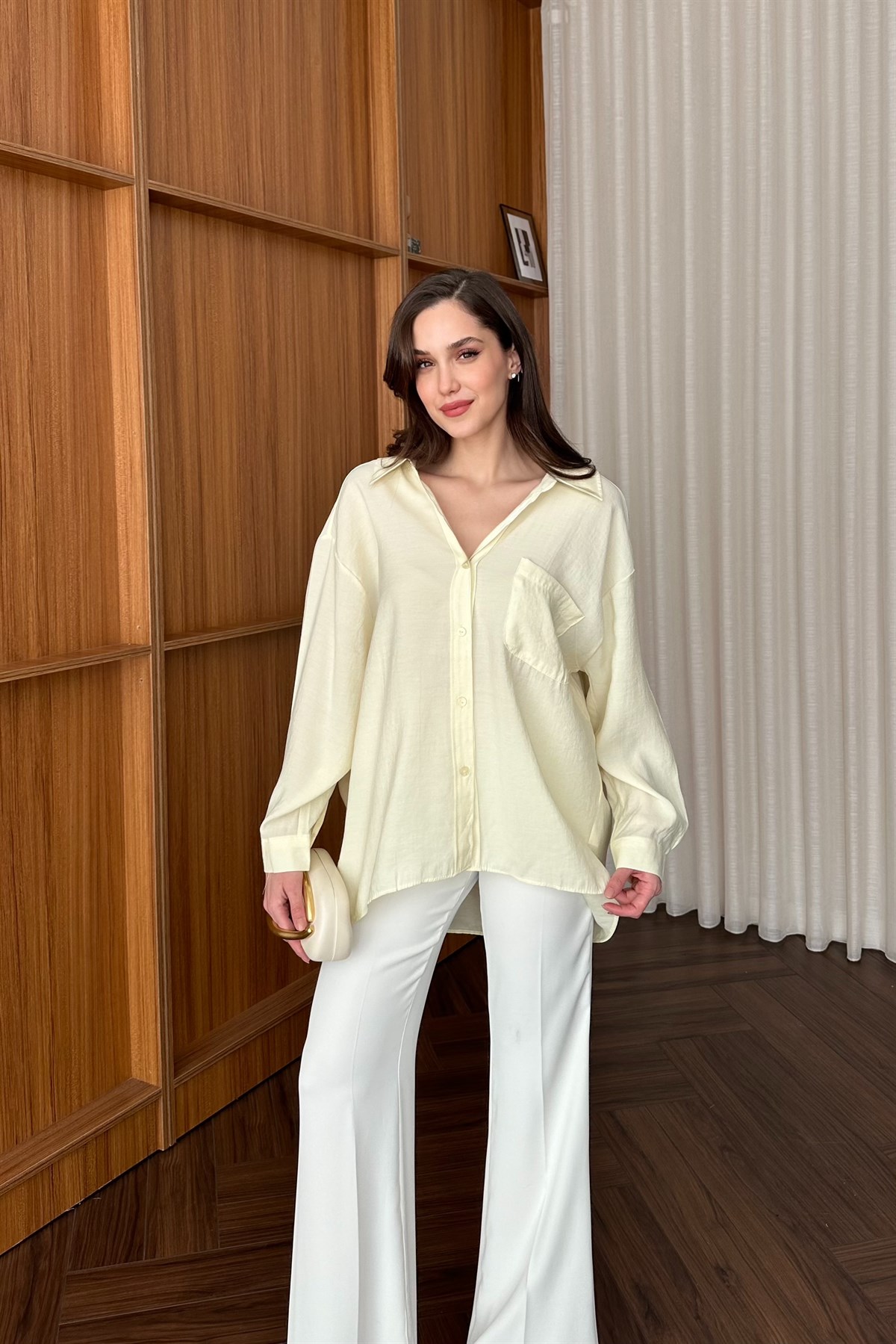 Modal Oversize Gömlek - SARI