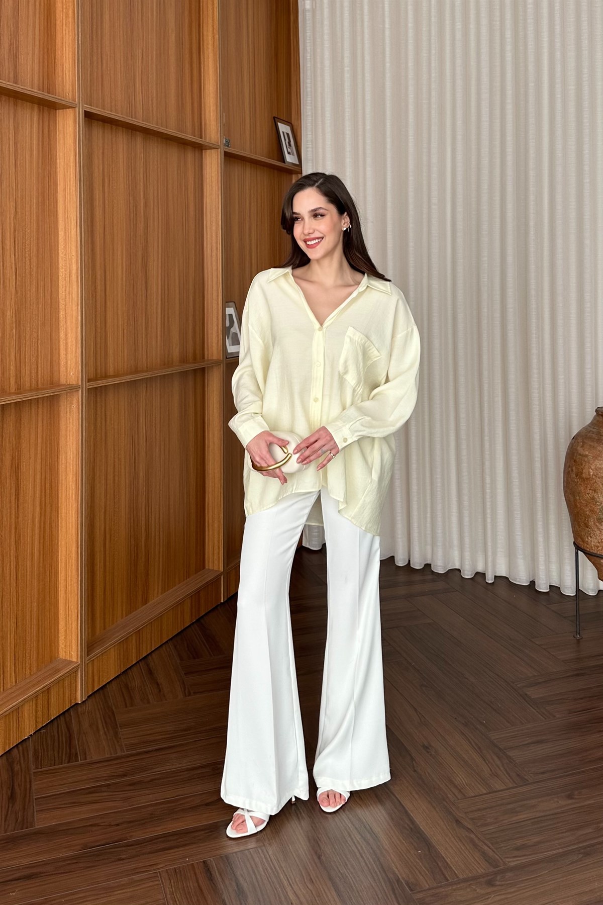 Modal Oversize Gömlek - SARI