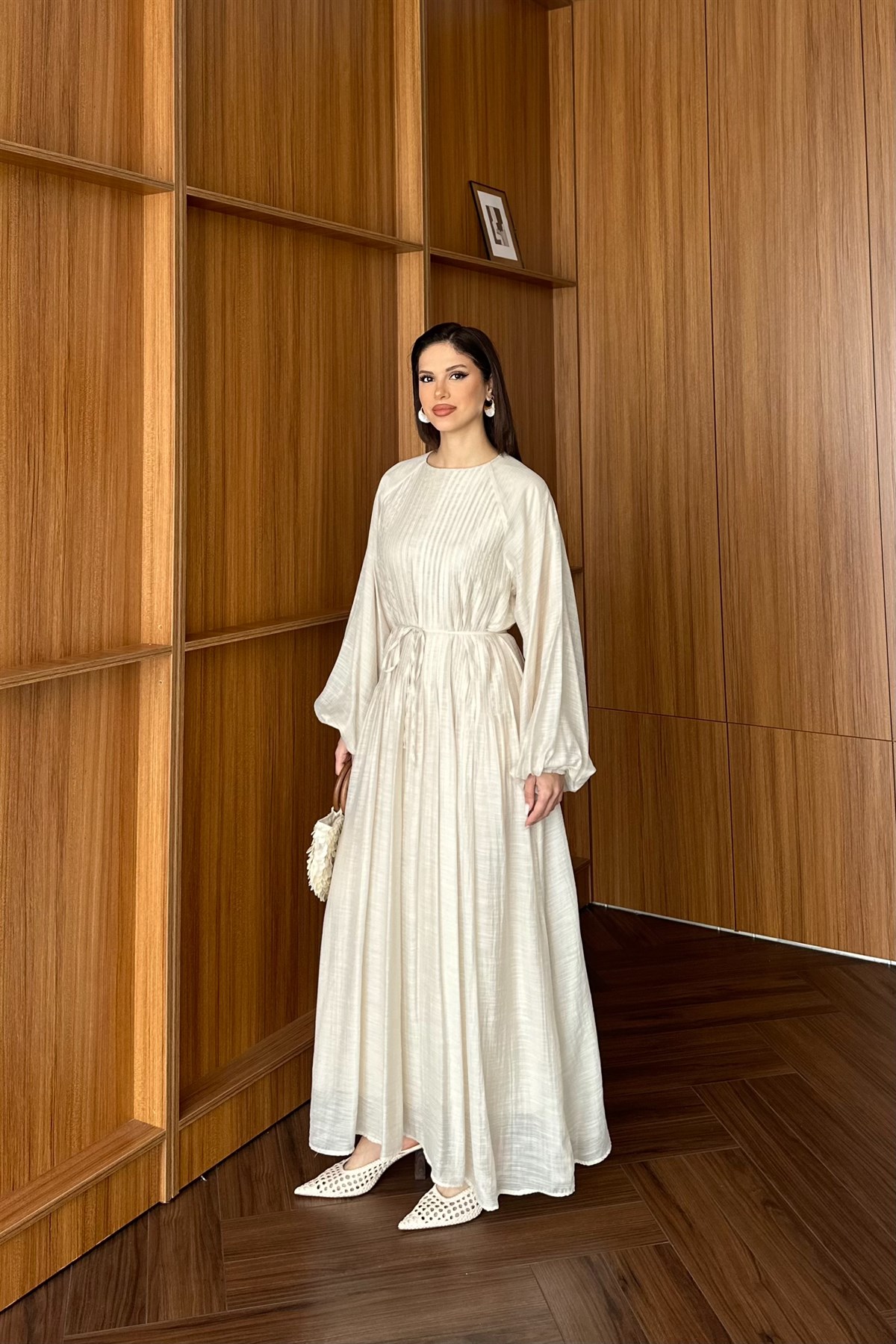 Nervürlü Vual Elbise - TAŞ