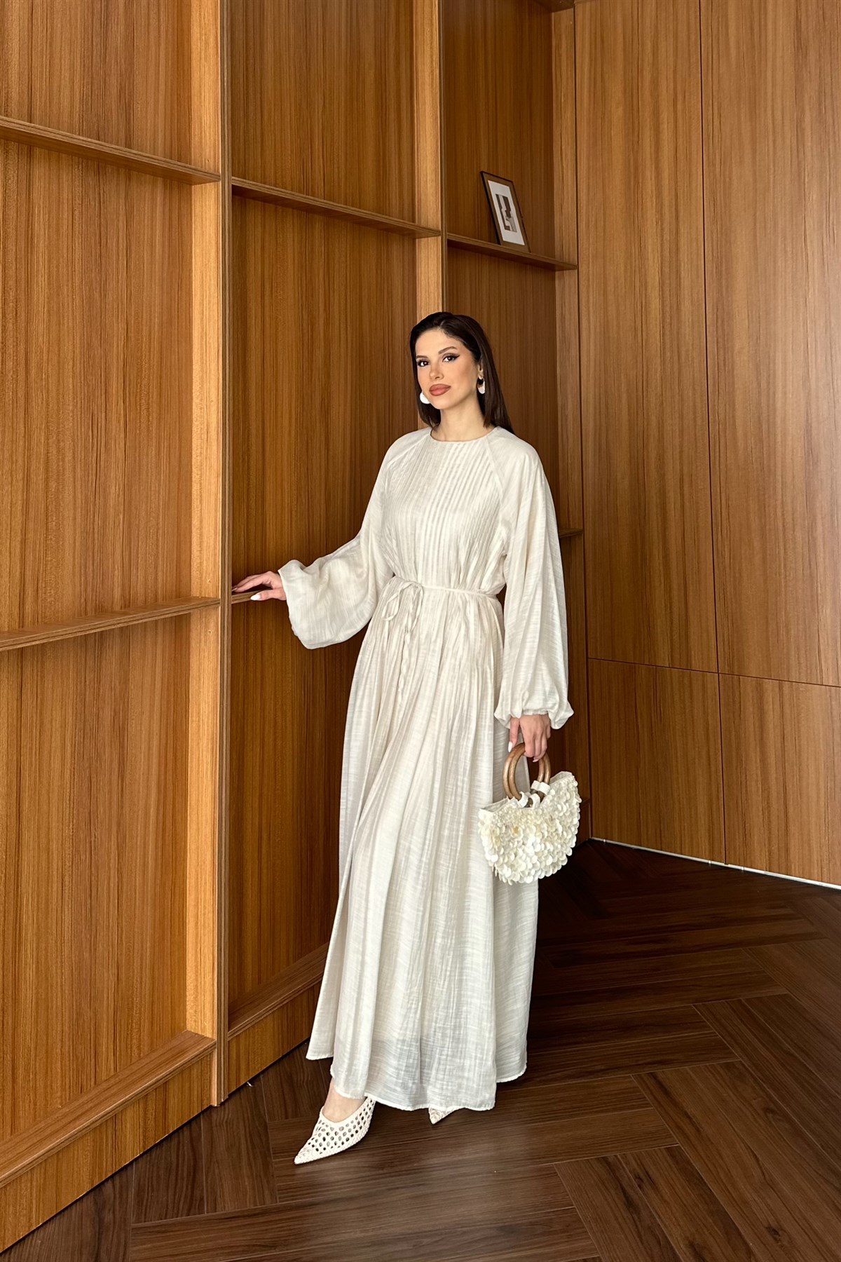 Nervürlü Vual Elbise - TAŞ